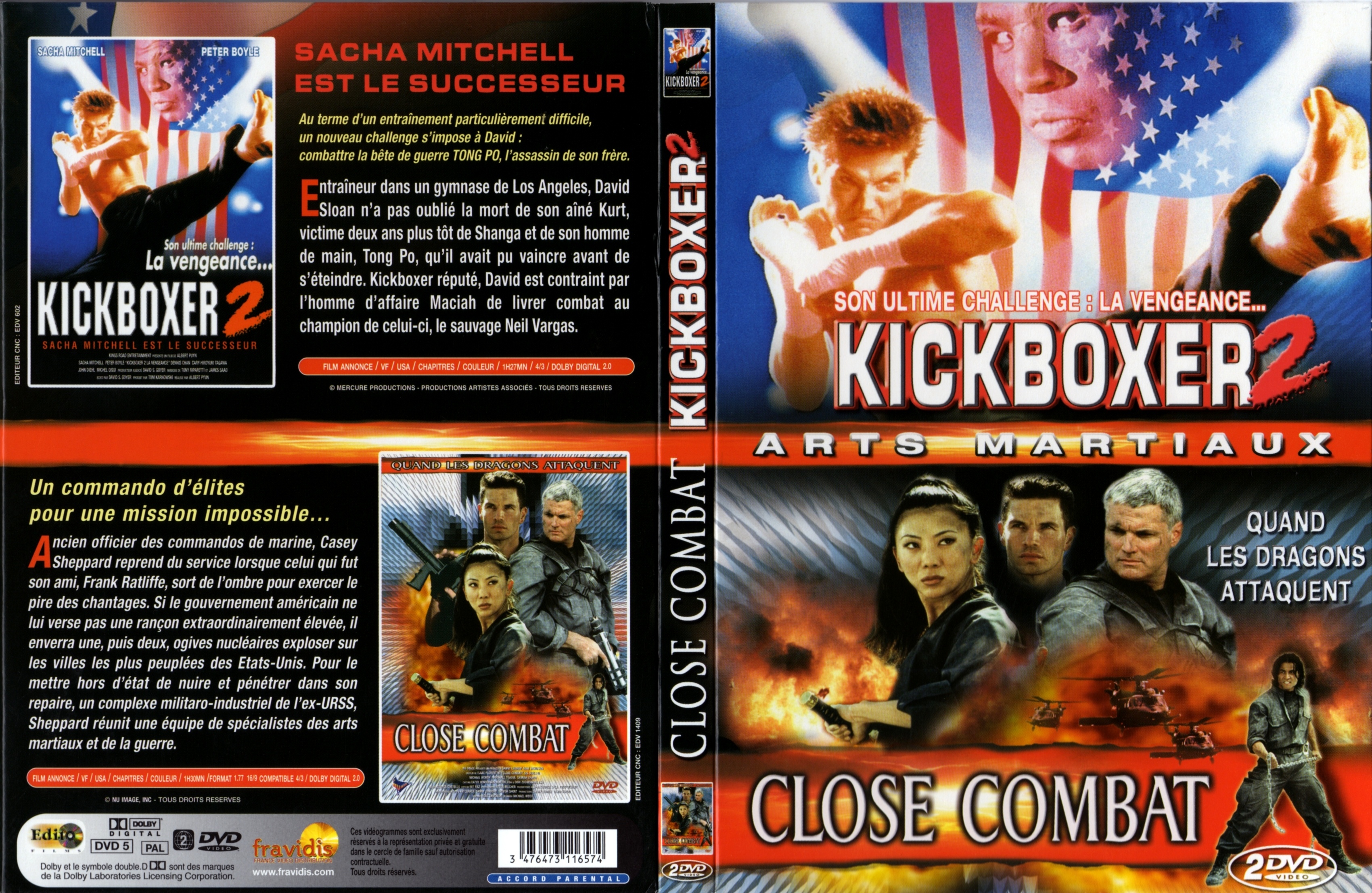 Jaquette DVD Kickboxer 2 + Close combat