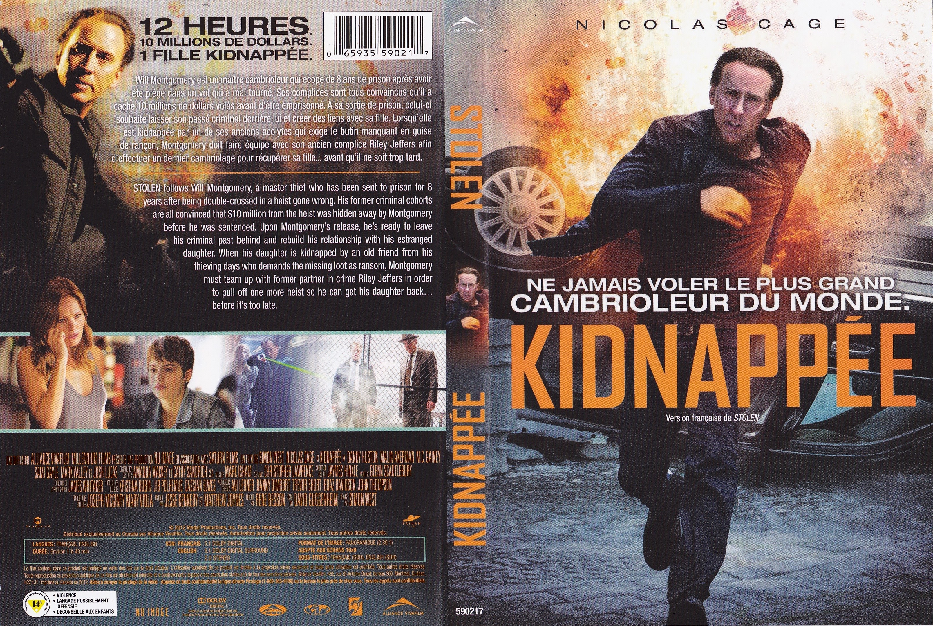 Jaquette DVD Kidnappe - Stolen (Canadienne)