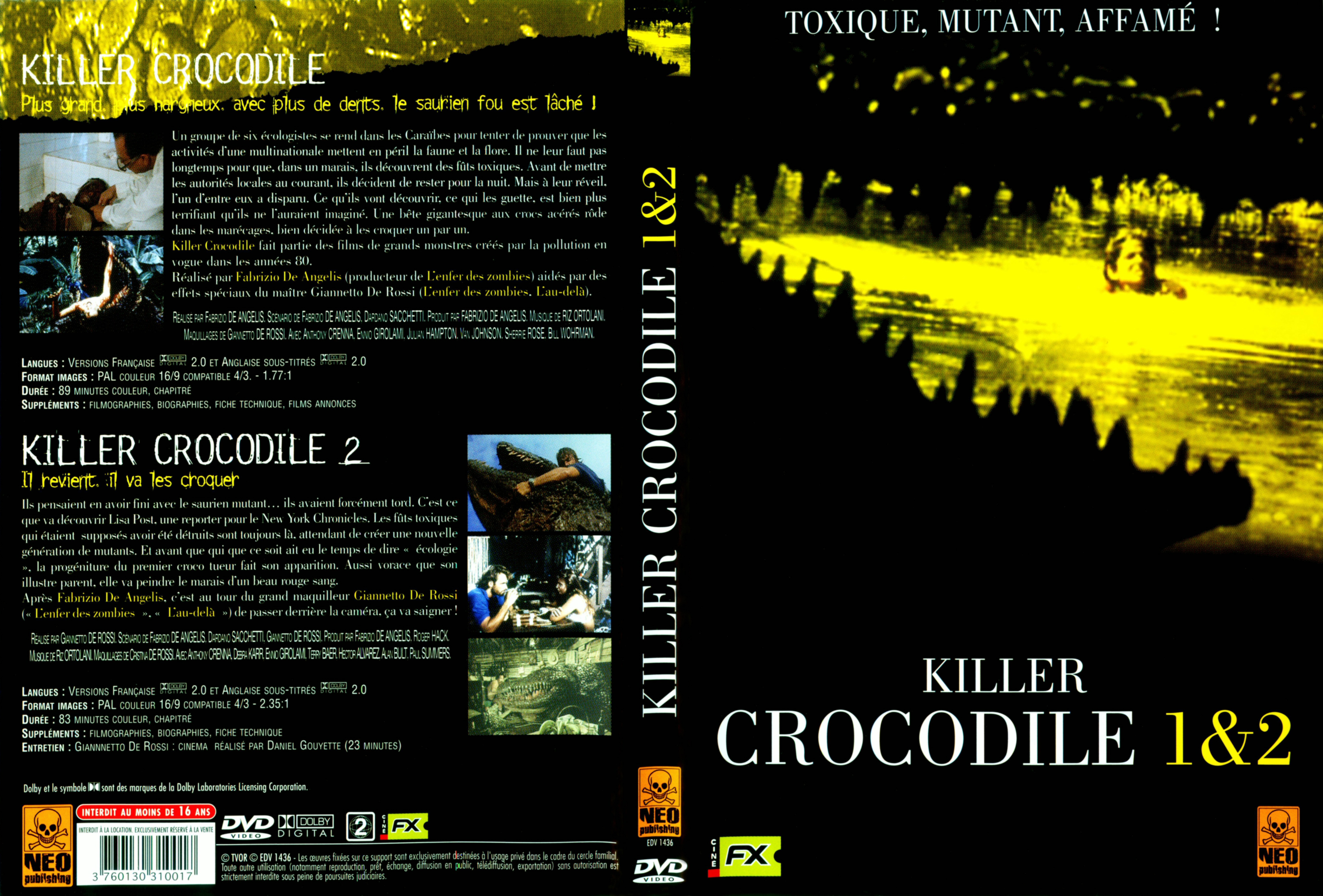 Jaquette DVD Killer Crocodile 1 + 2