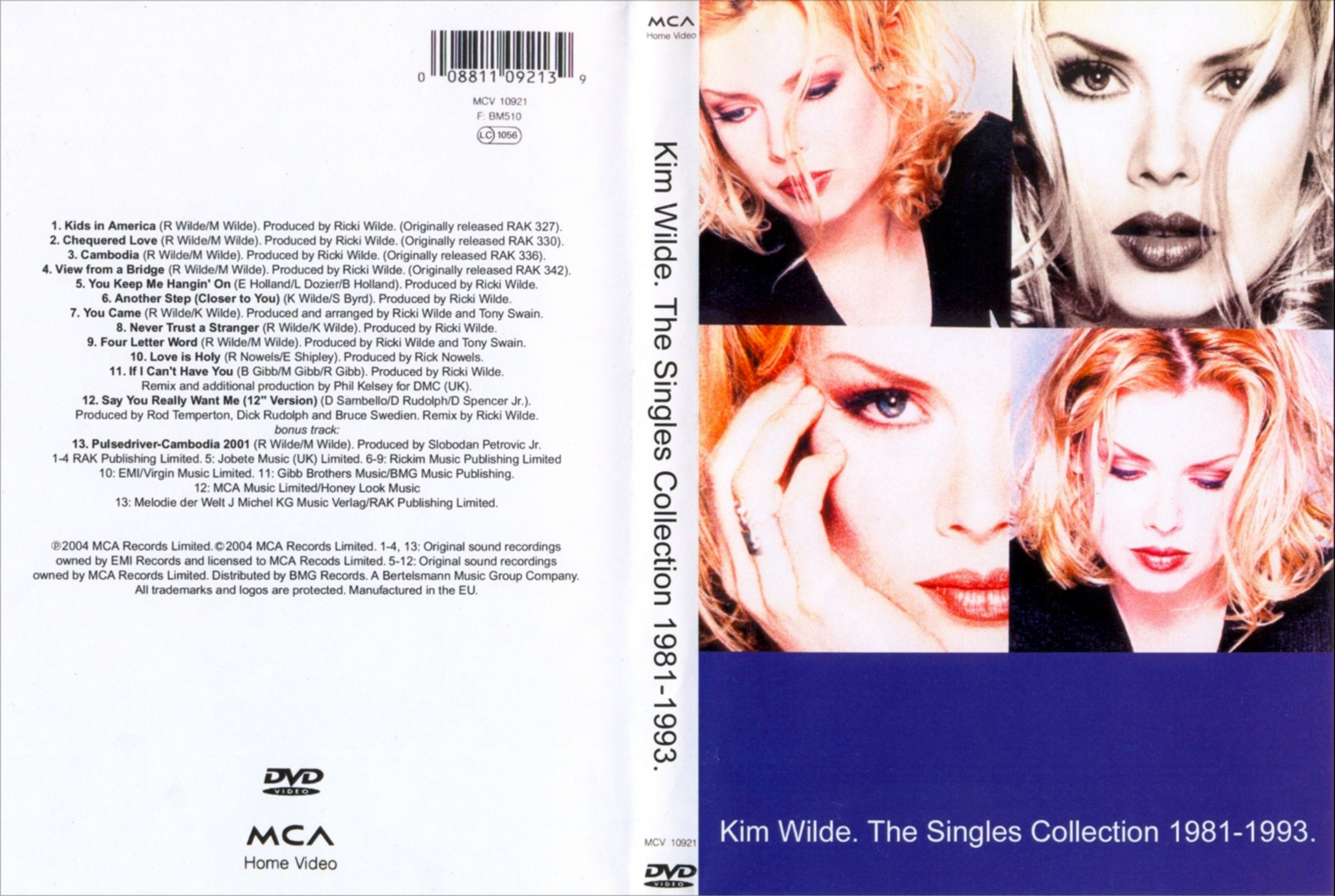 Jaquette DVD Kim Wilde - The Singles Collection 1981-1993