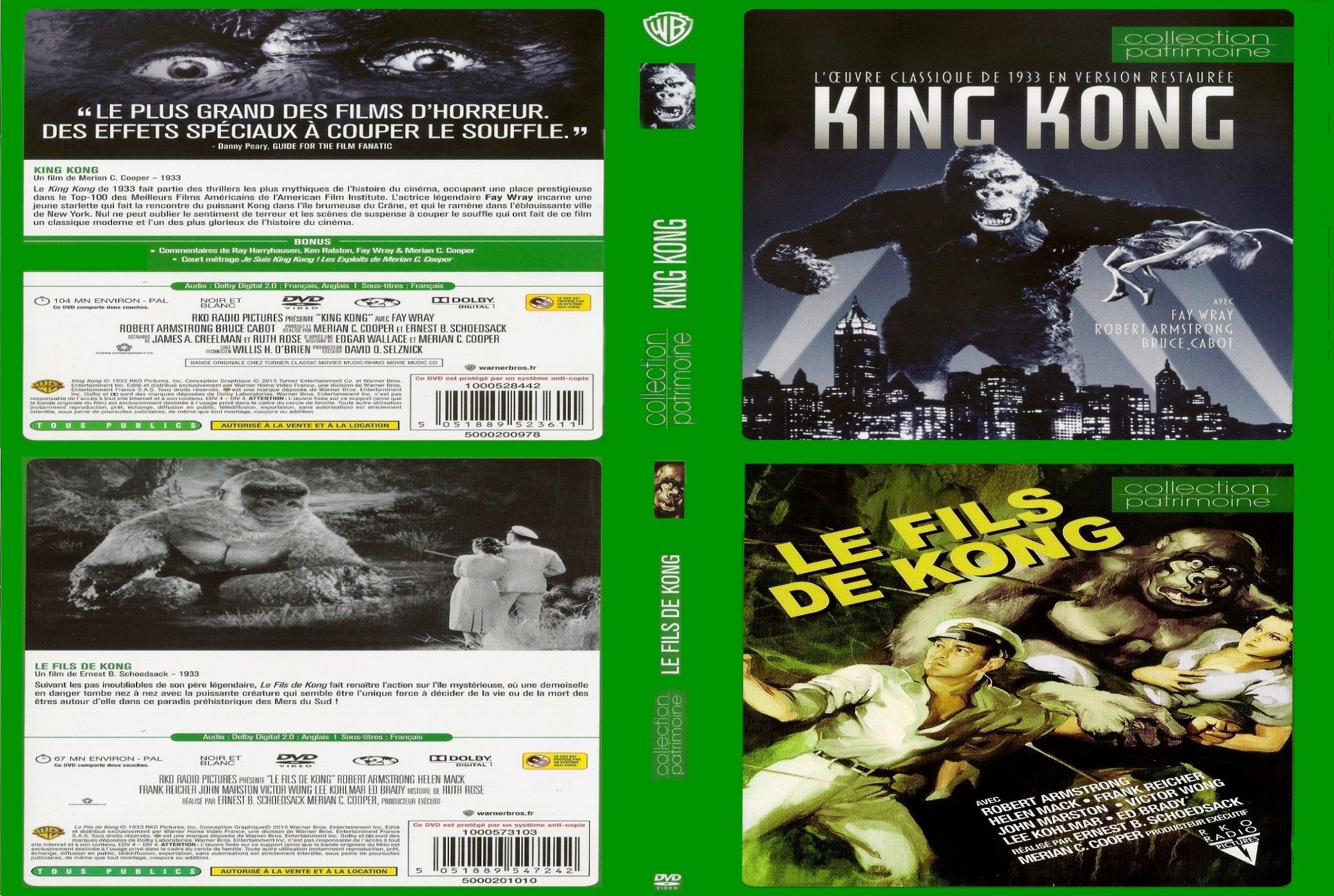Jaquette DVD King Kong 1933 + fills de kong 1933 custom