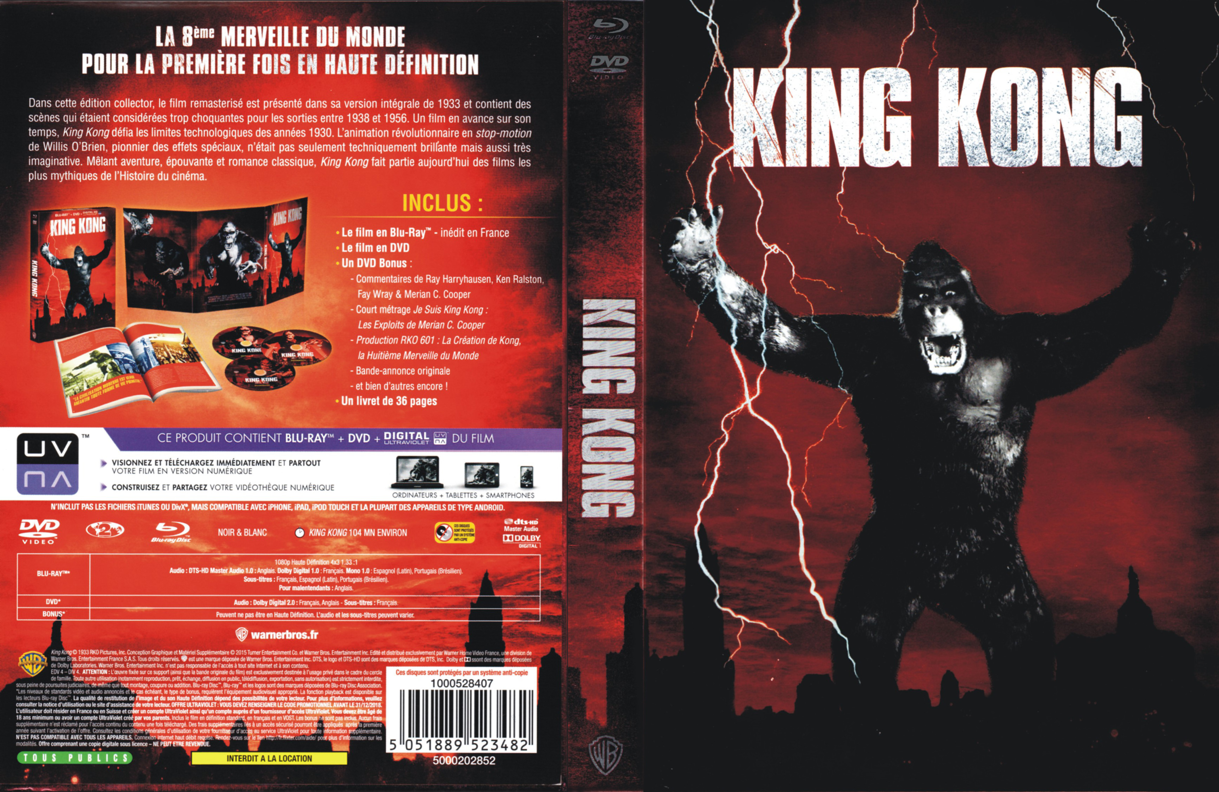 Jaquette DVD King Kong (1933) (BLU-RAY)