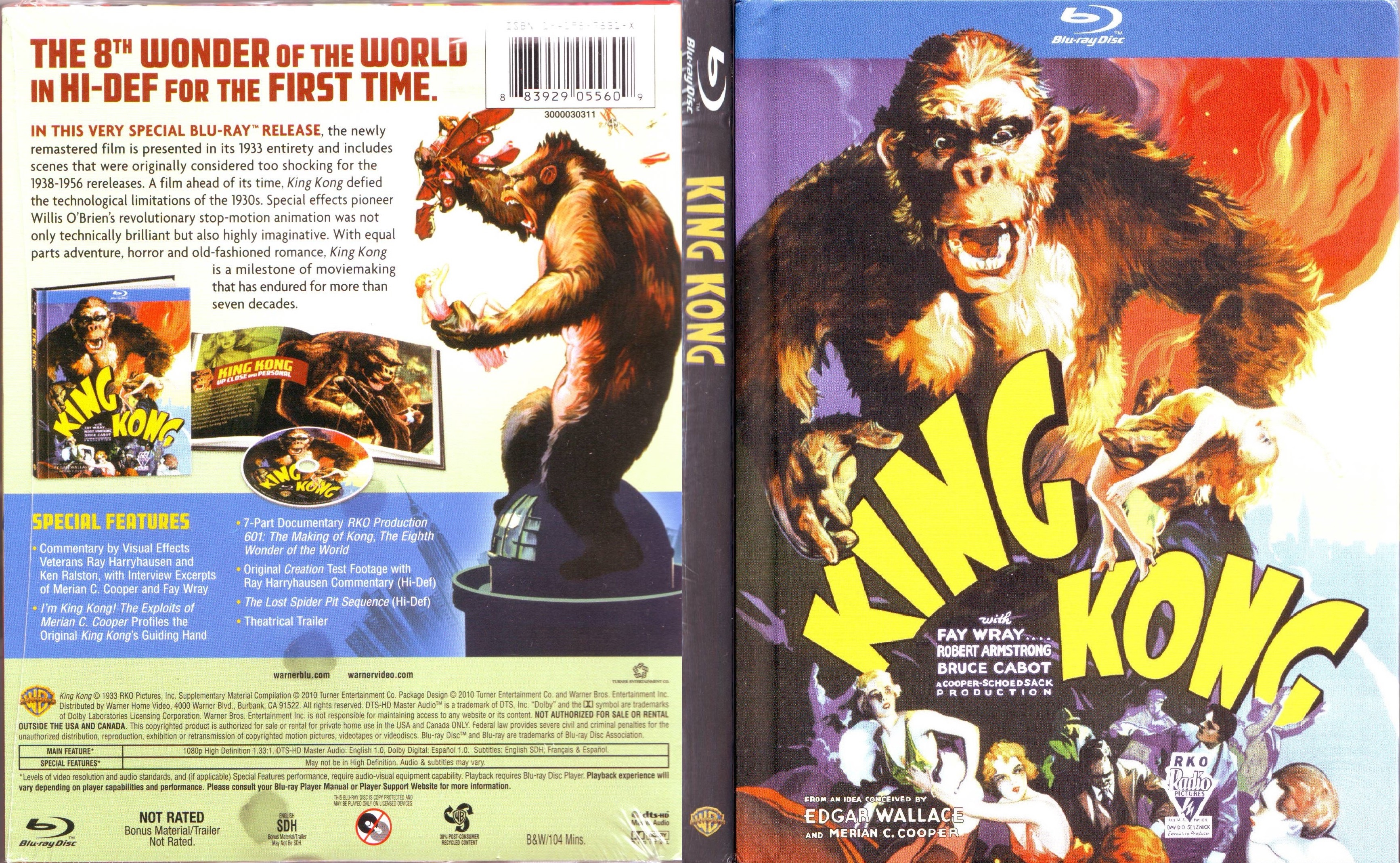 Jaquette DVD King kong 1933 Zone 1 (BLU-RAY)