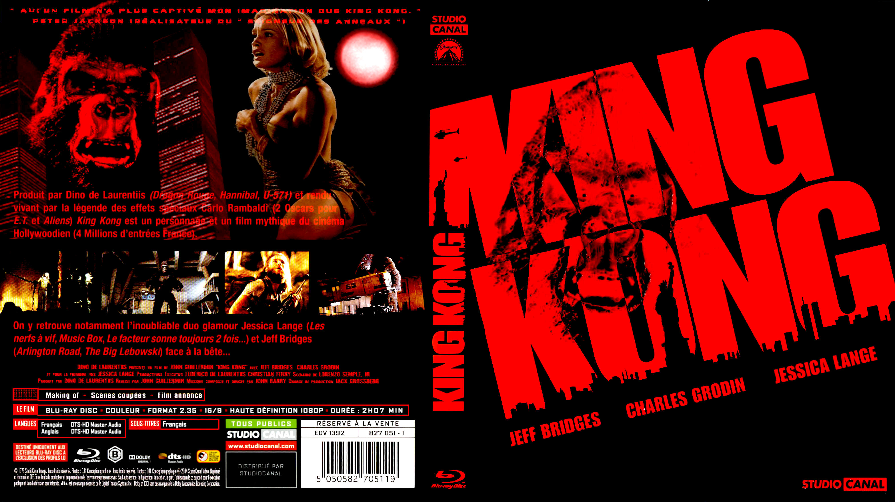 Jaquette DVD King kong (1976) custom (BLU-RAY)