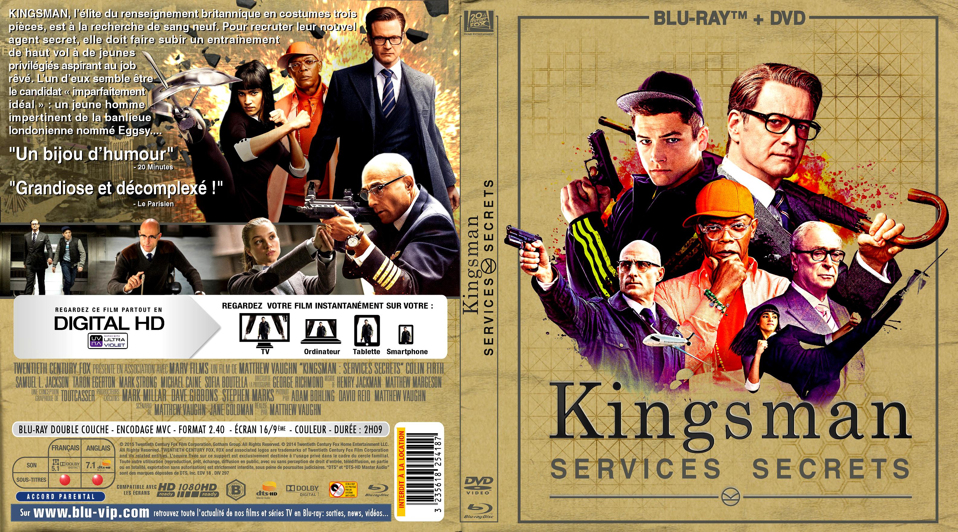 Jaquette DVD Kingsman Services Secrets custom (BLU-RAY)