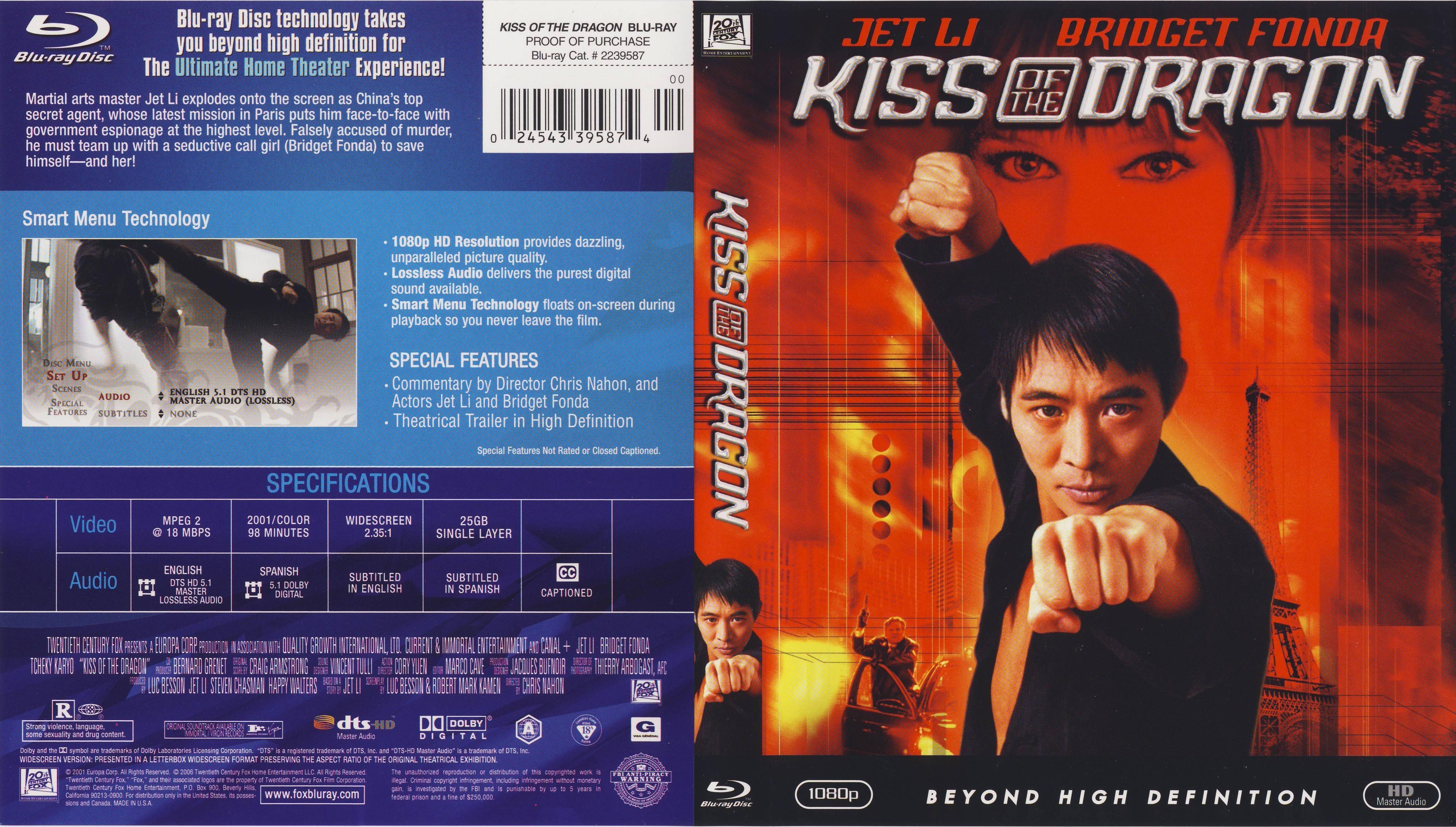 Jaquette DVD Kiss Of The Dragon - Le Baiser mortel du dragon Zone 1 (BLU-RAY)
