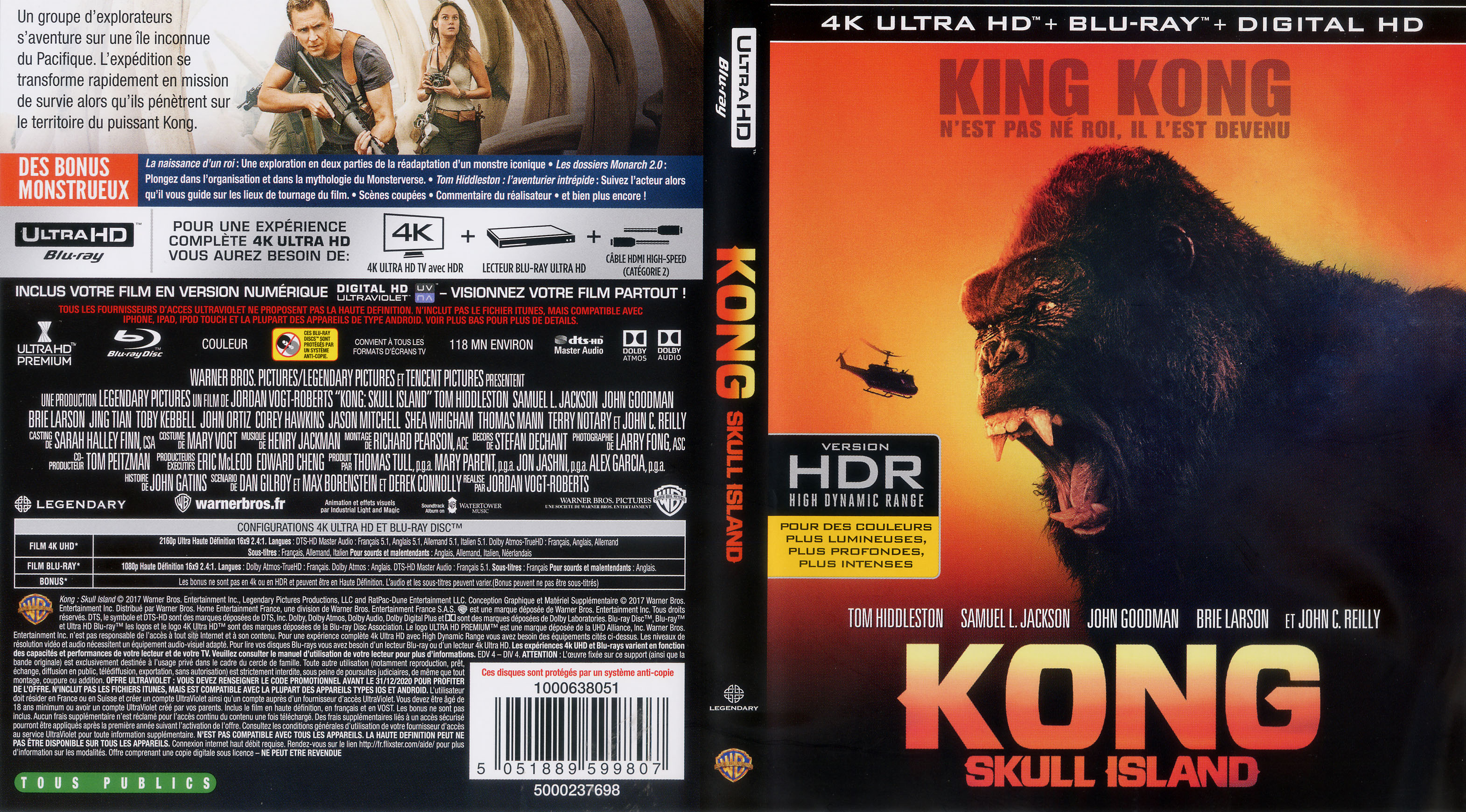 Jaquette DVD Kong: Skull Island 4K (BLU-RAY)