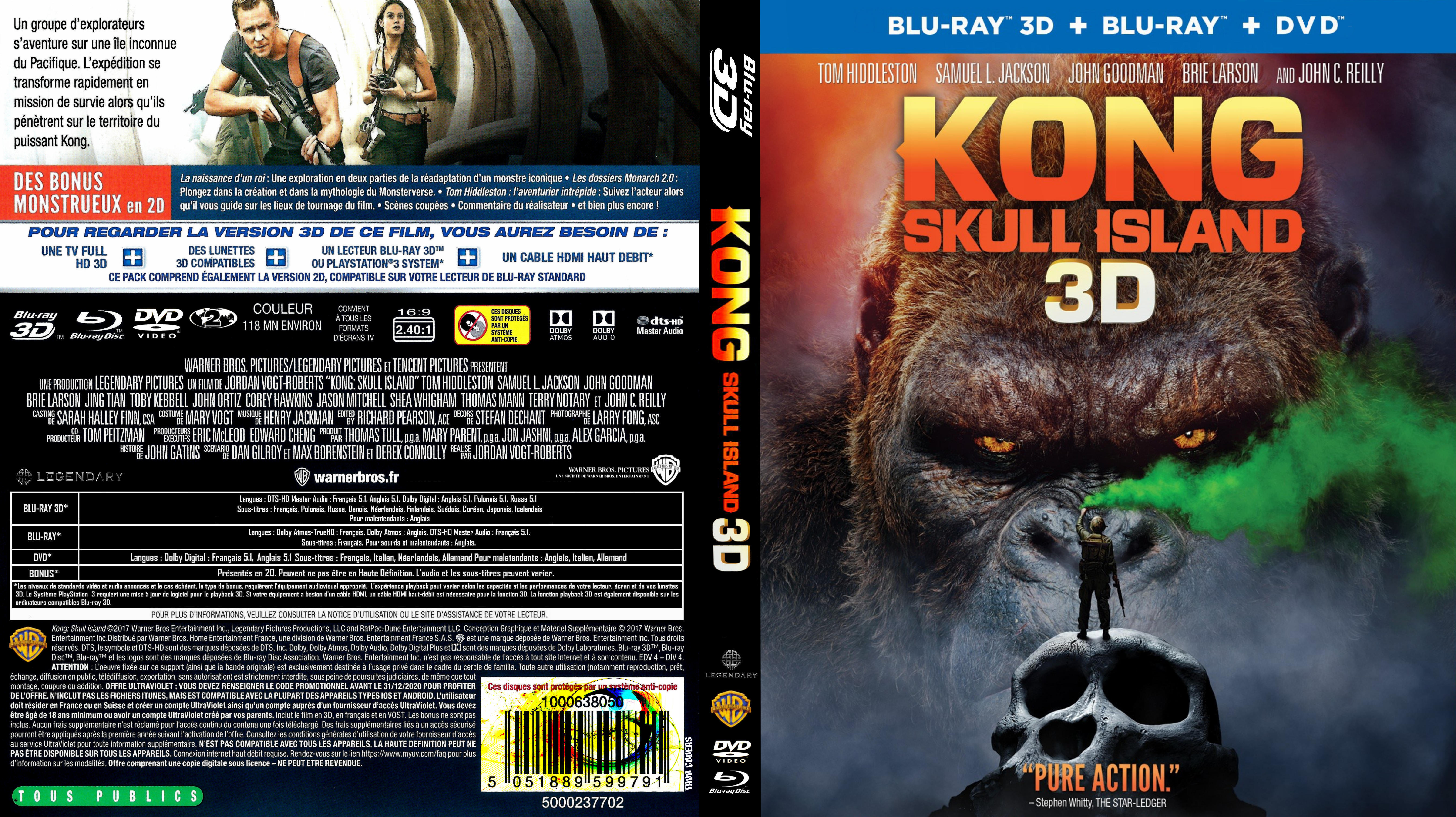 Jaquette DVD Kong Skull Island coffret 3D custom (BLU-RAY) 