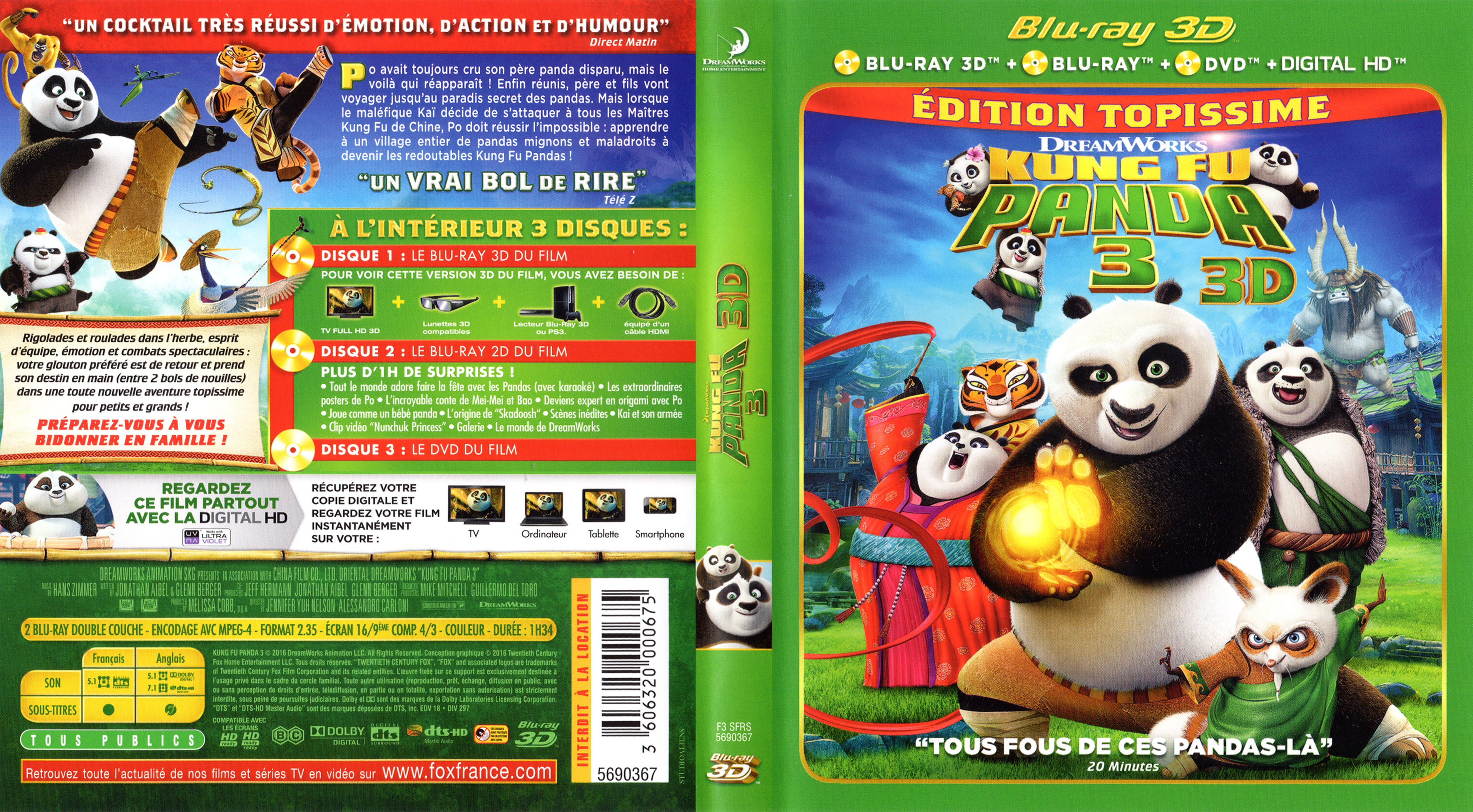 Jaquette DVD Kung Fu Panda 3 3D (BLU-RAY)