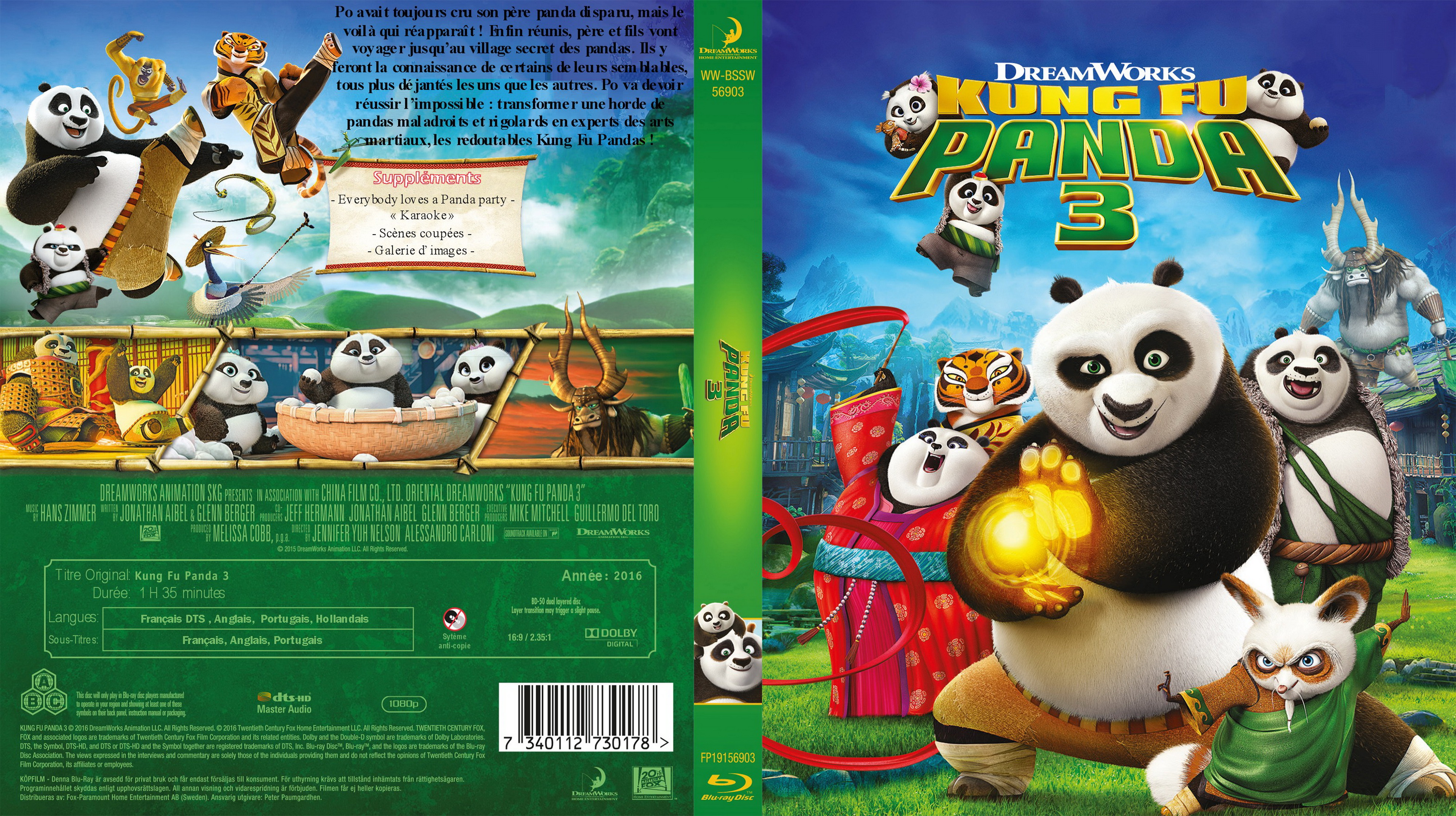Jaquette DVD Kung Fu Panda 3 custom (BLU-RAY)