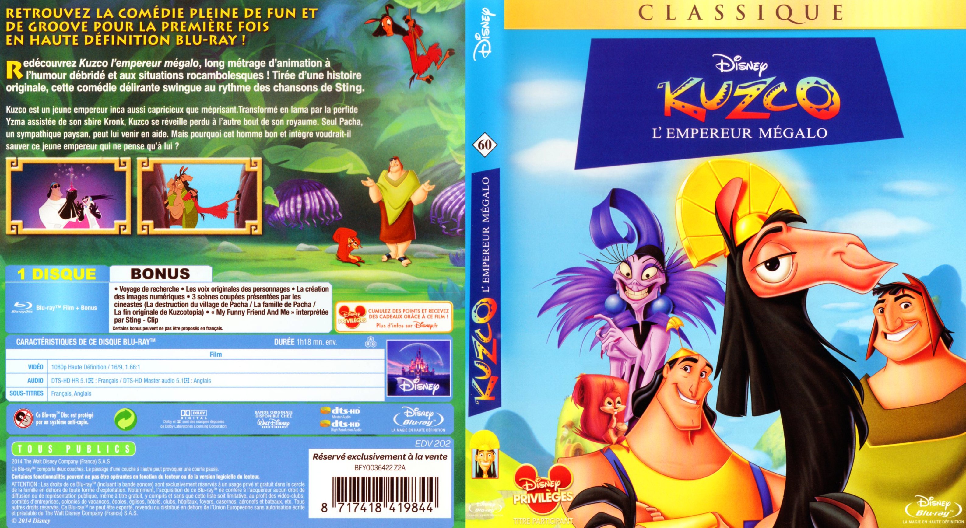 Jaquette DVD Kuzco (BLU-RAY)