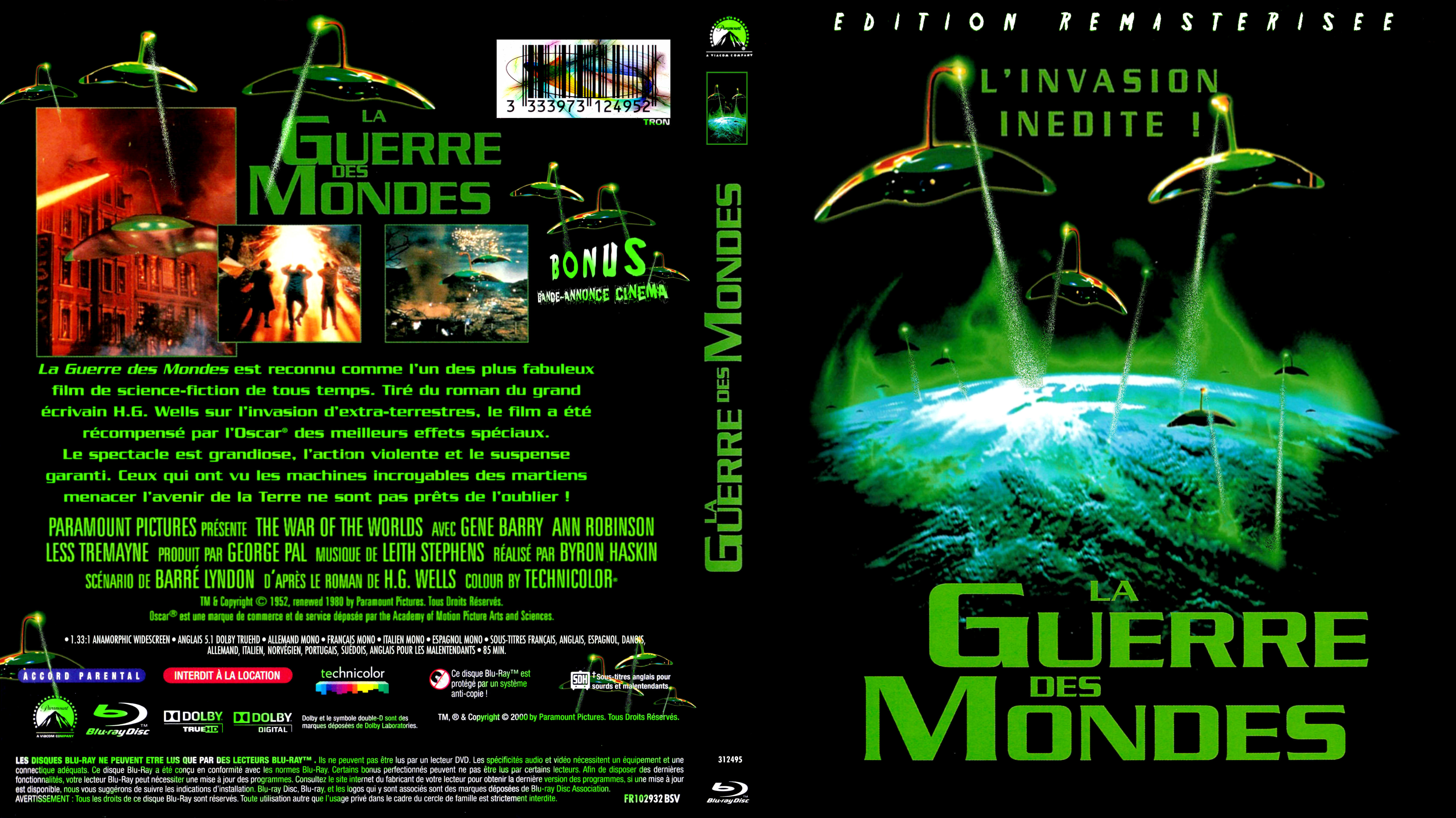 Jaquette DVD LaLa guerre des mondes (1953) custom (BLU-RAY)