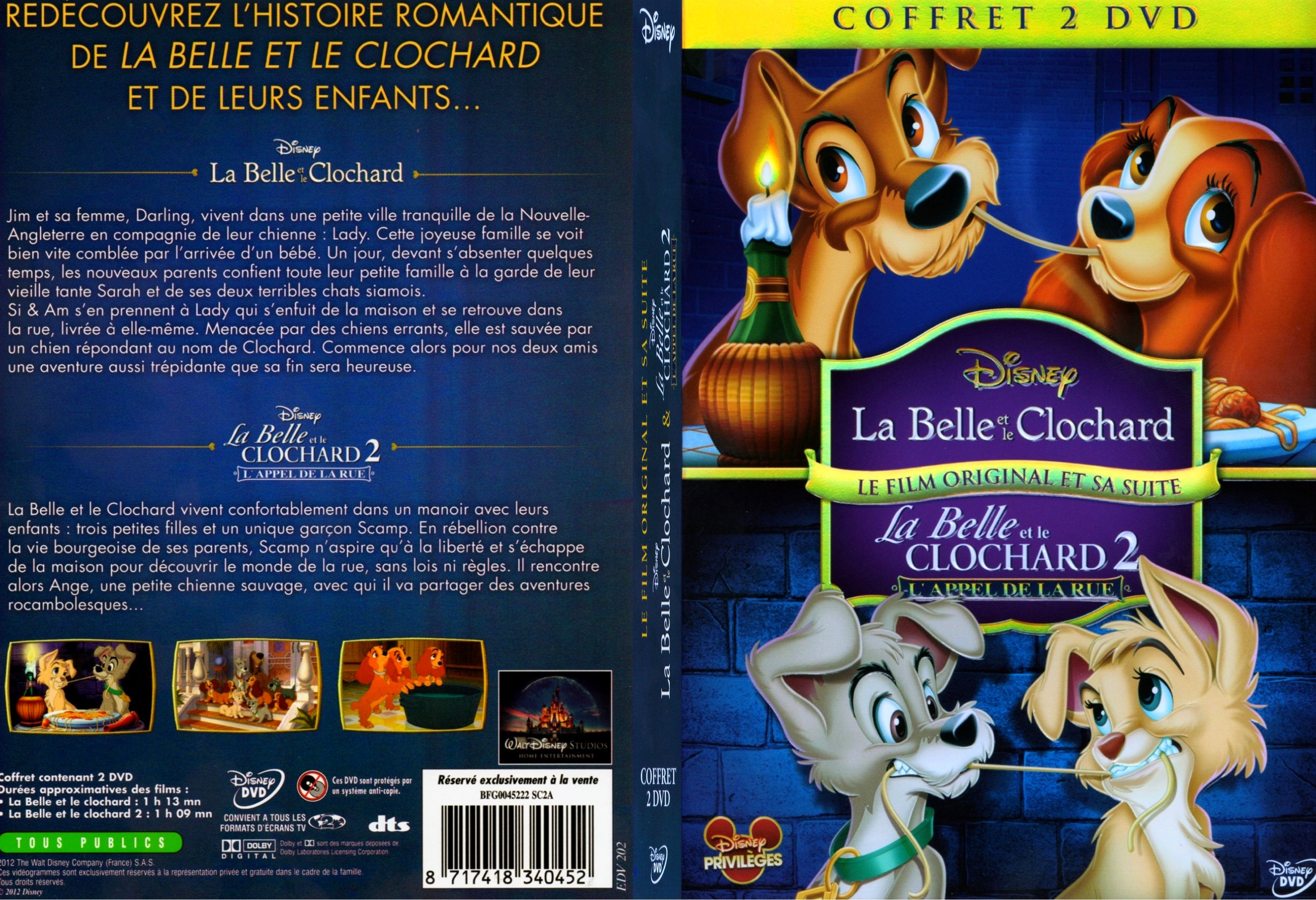 Jaquette DVD La Belle et le Clochard 1 & 2 - SLIM