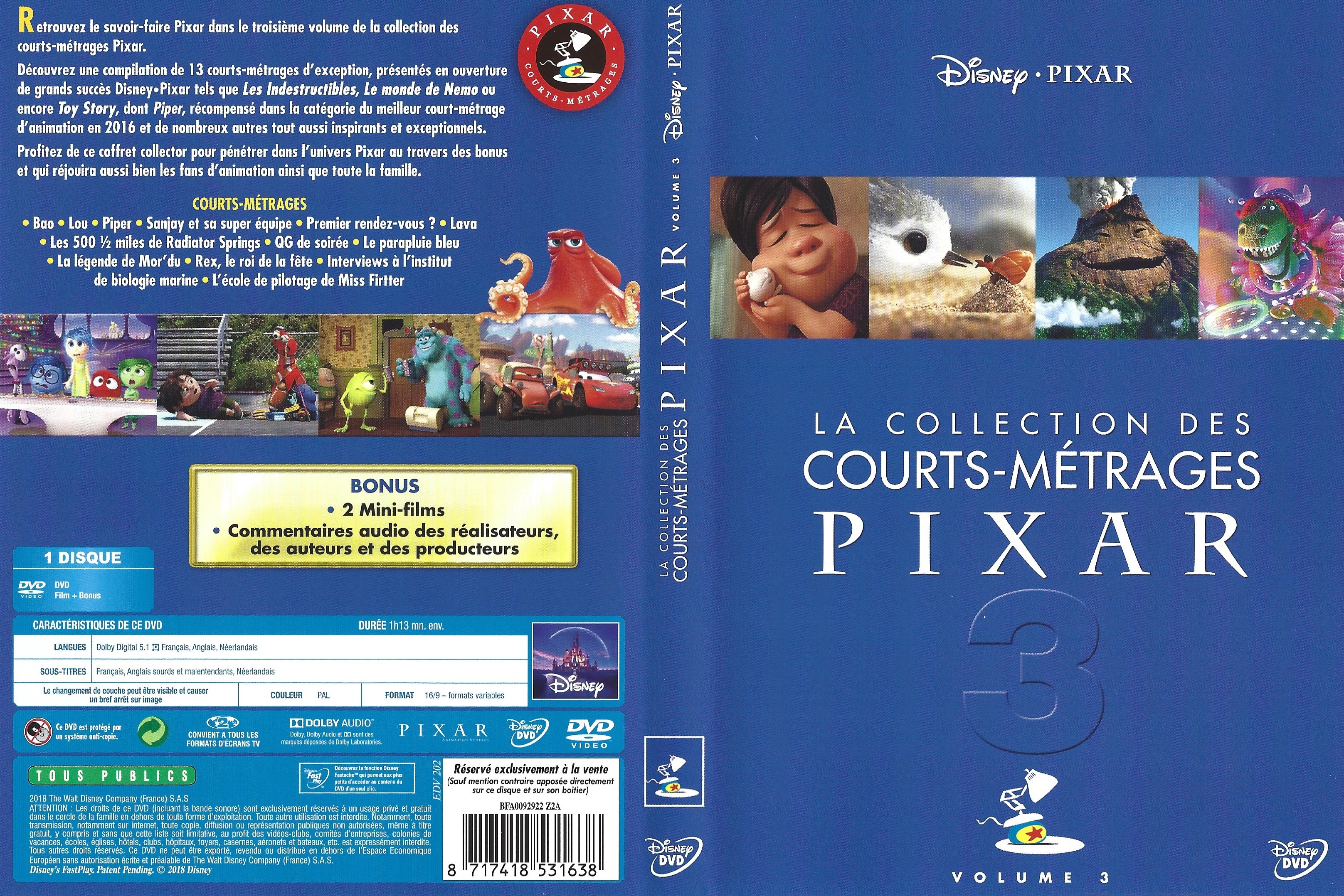 Jaquette DVD La Collection Des Courts-Metrages Pixar 3