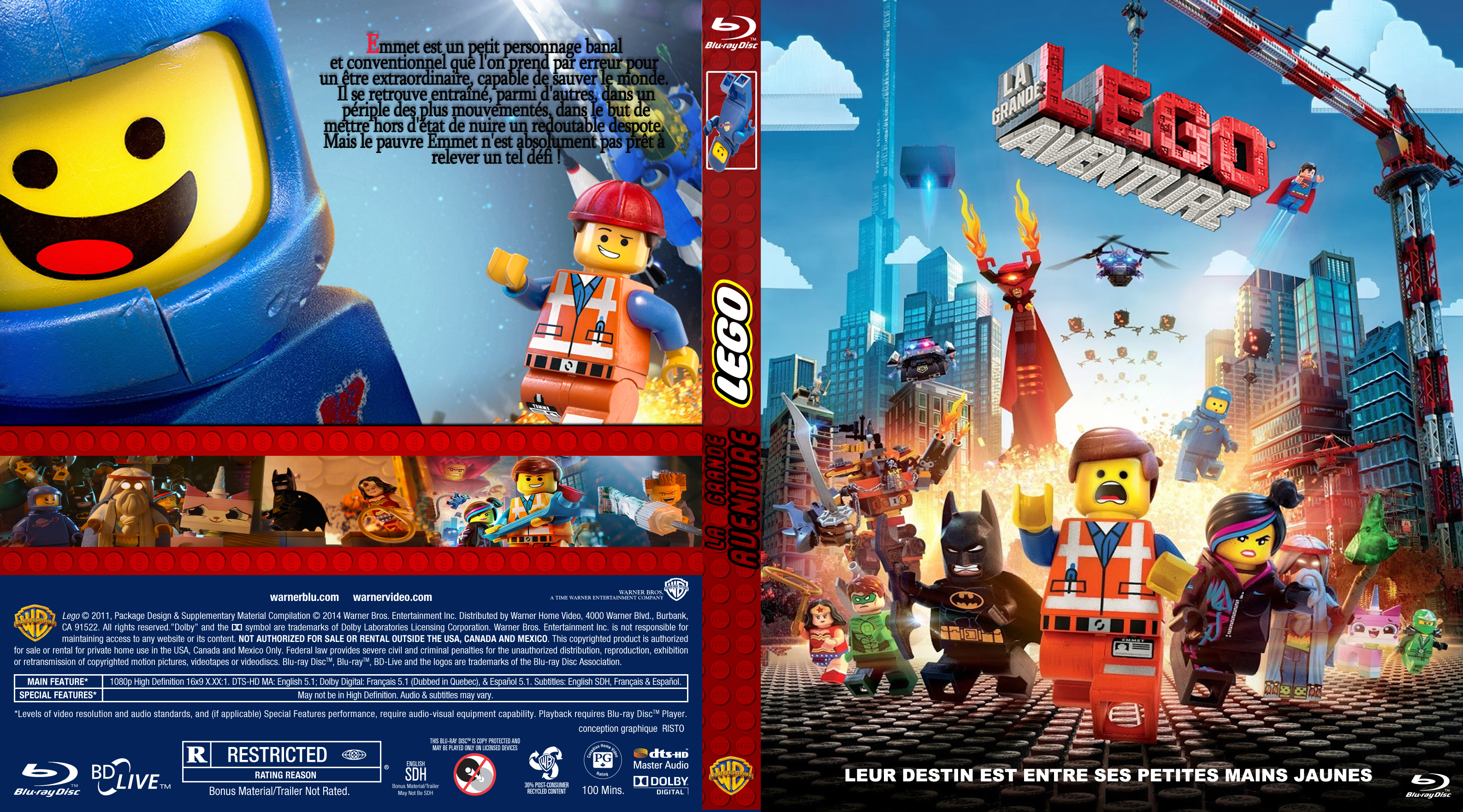 Jaquette DVD La Grande Aventure Lego custom (BLU-RAY)