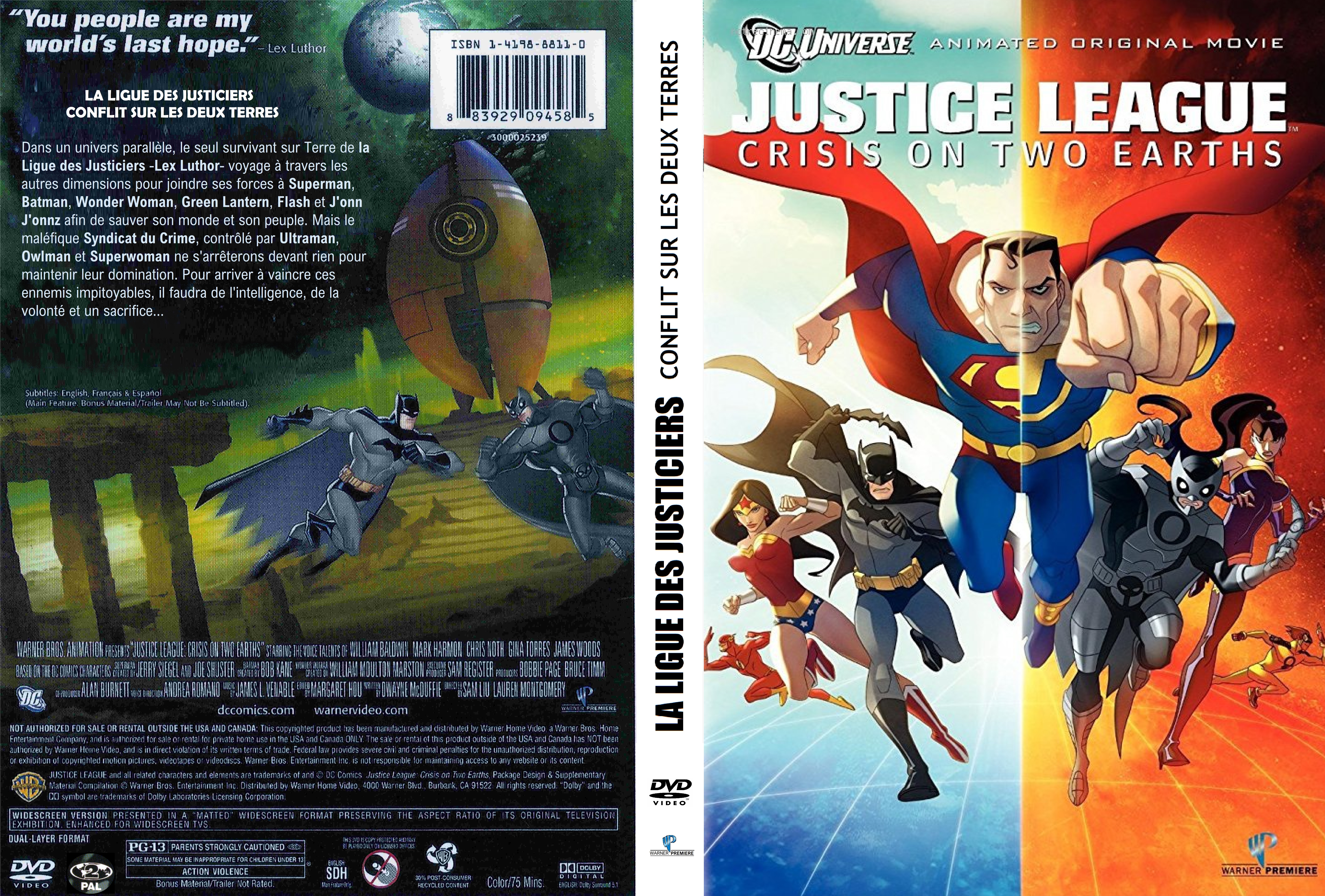Jaquette DVD La Ligue des Justiciers Conflit sur les Deux Terres custom