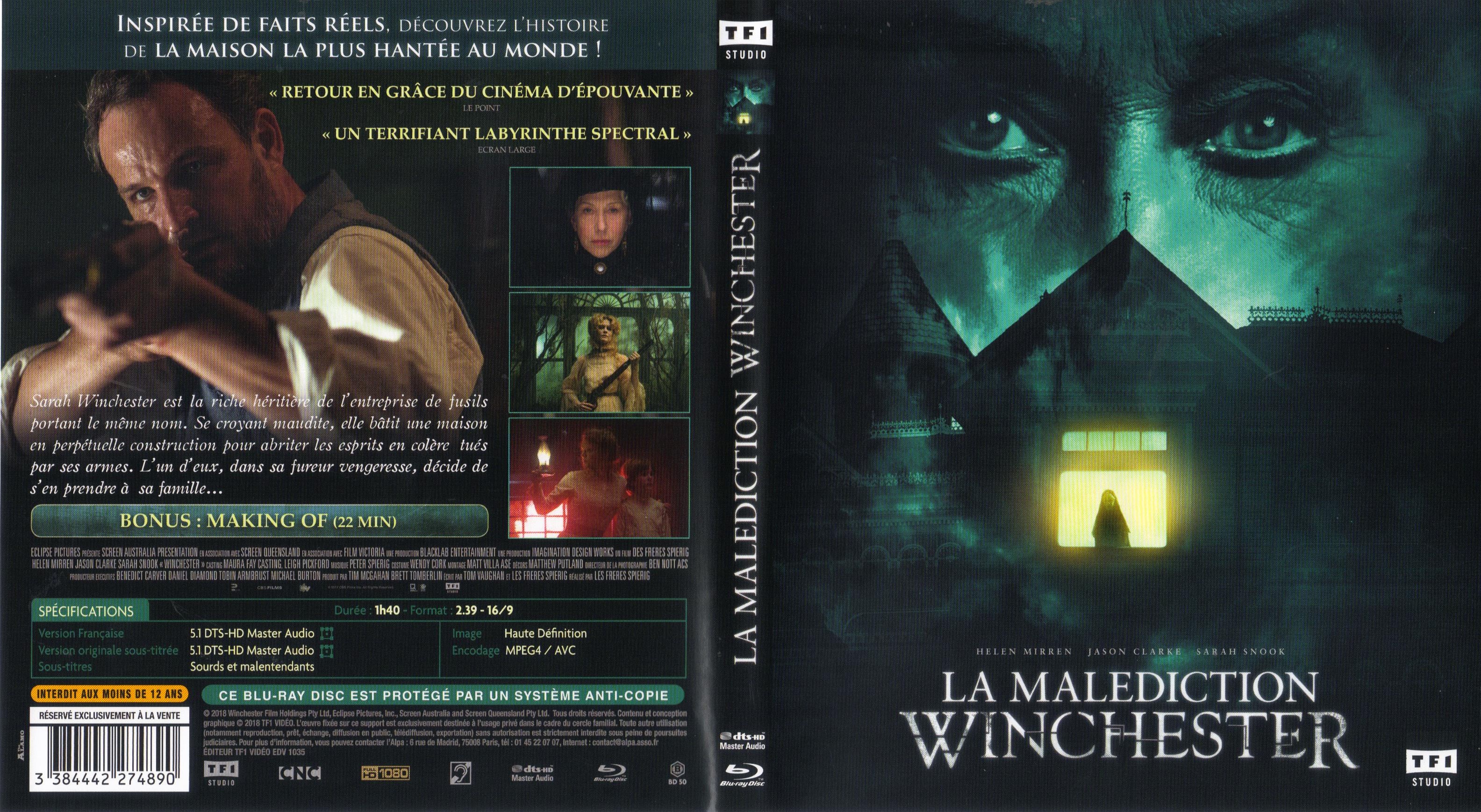 Jaquette DVD La Maldiction Winchester (BLIU-RAY)
