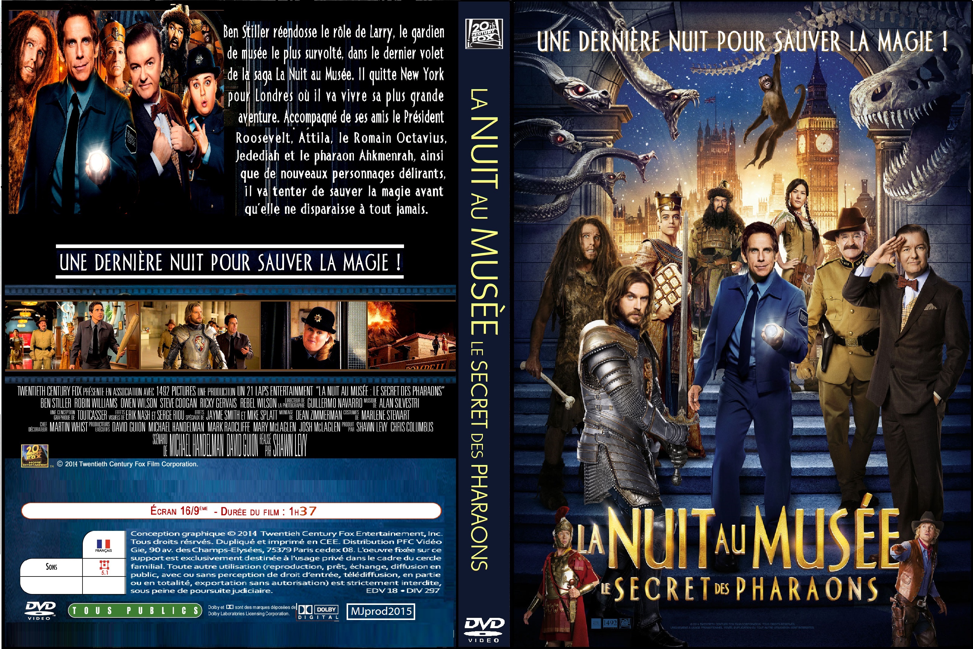 Jaquette DVD La Nuit au muse : Le Secret des Pharaons custom