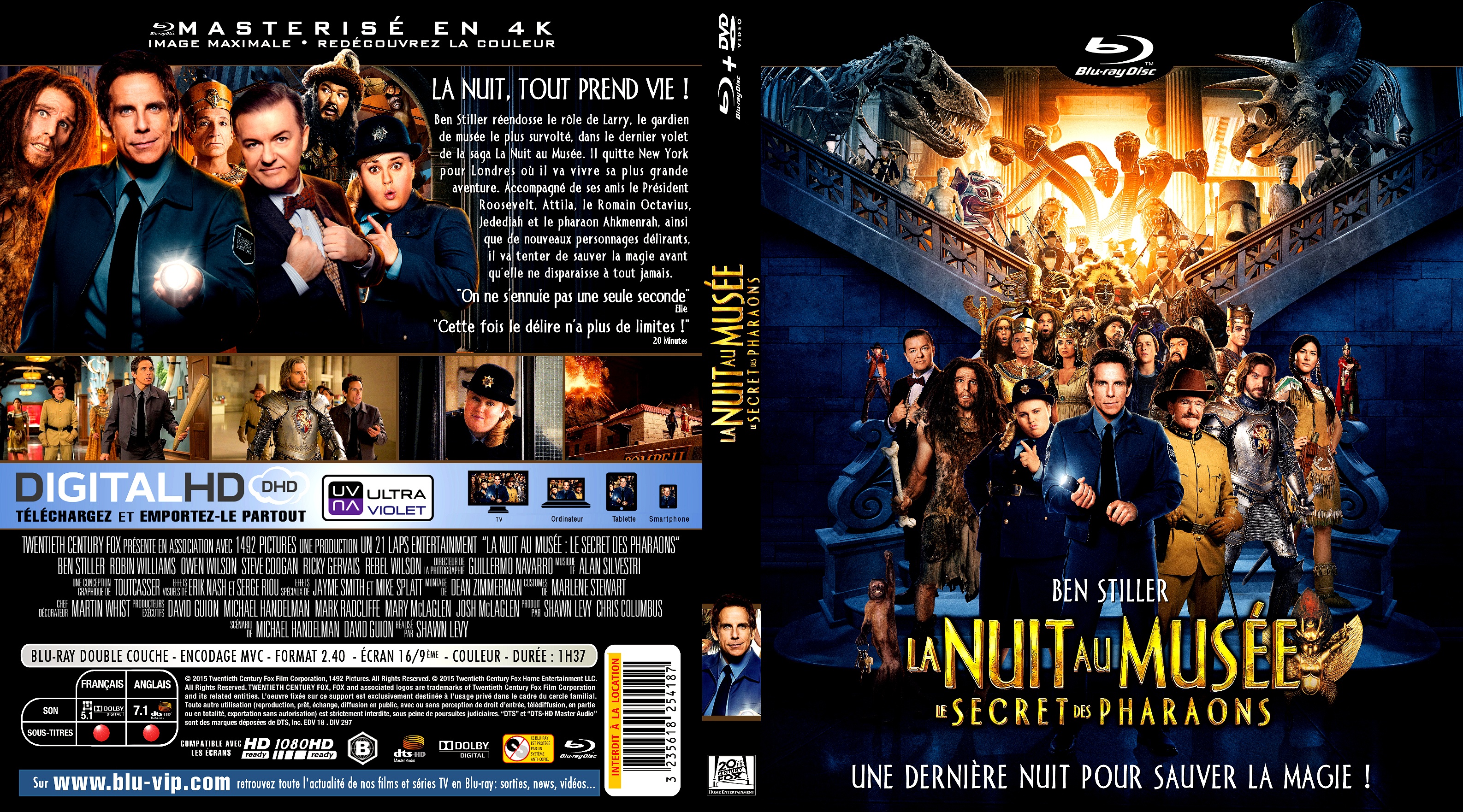 Jaquette DVD La Nuit au muse : Le Secret des Pharaons custom (BLU-RAY)