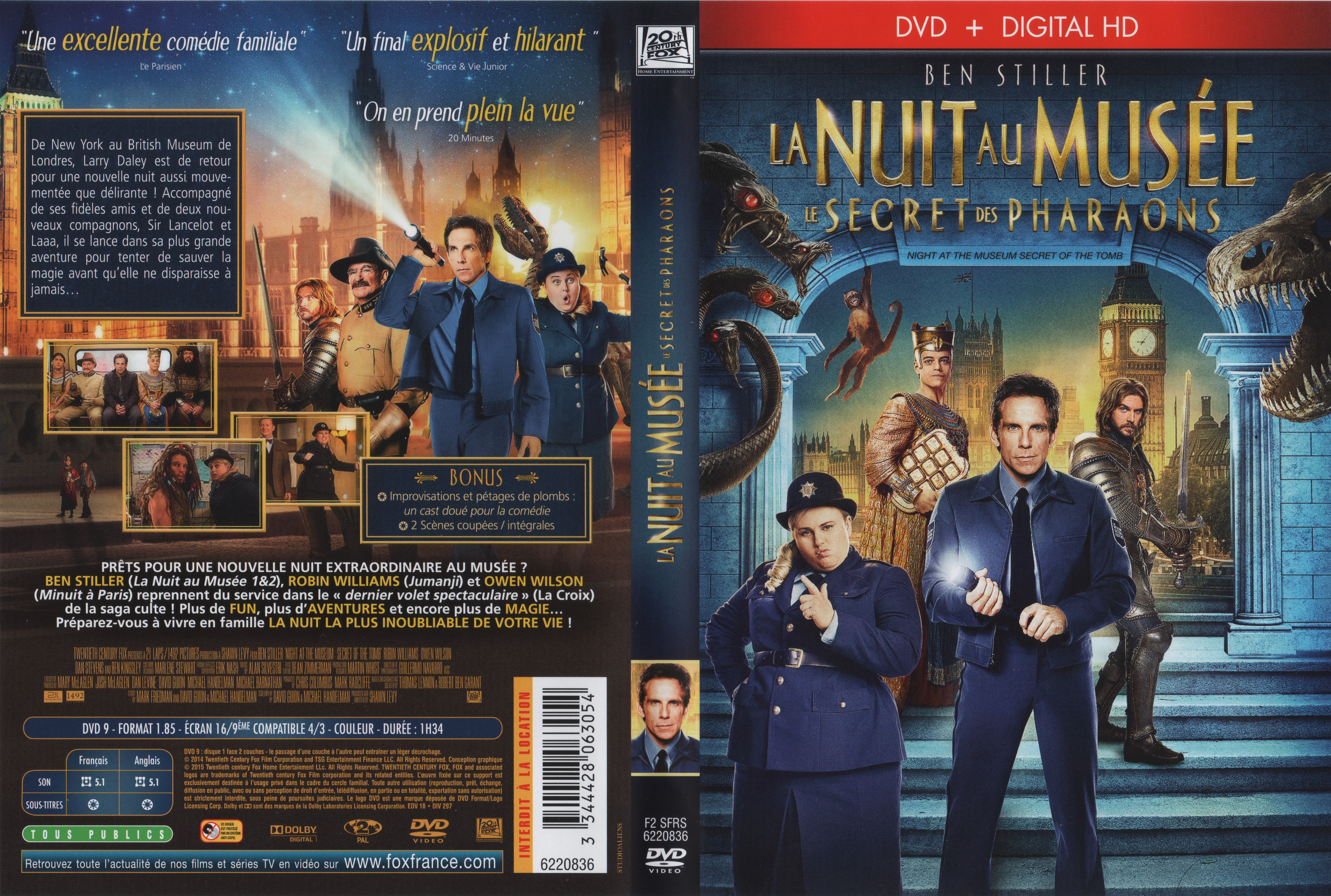 Jaquette DVD La Nuit au muse : Le Secret des Pharaons v2