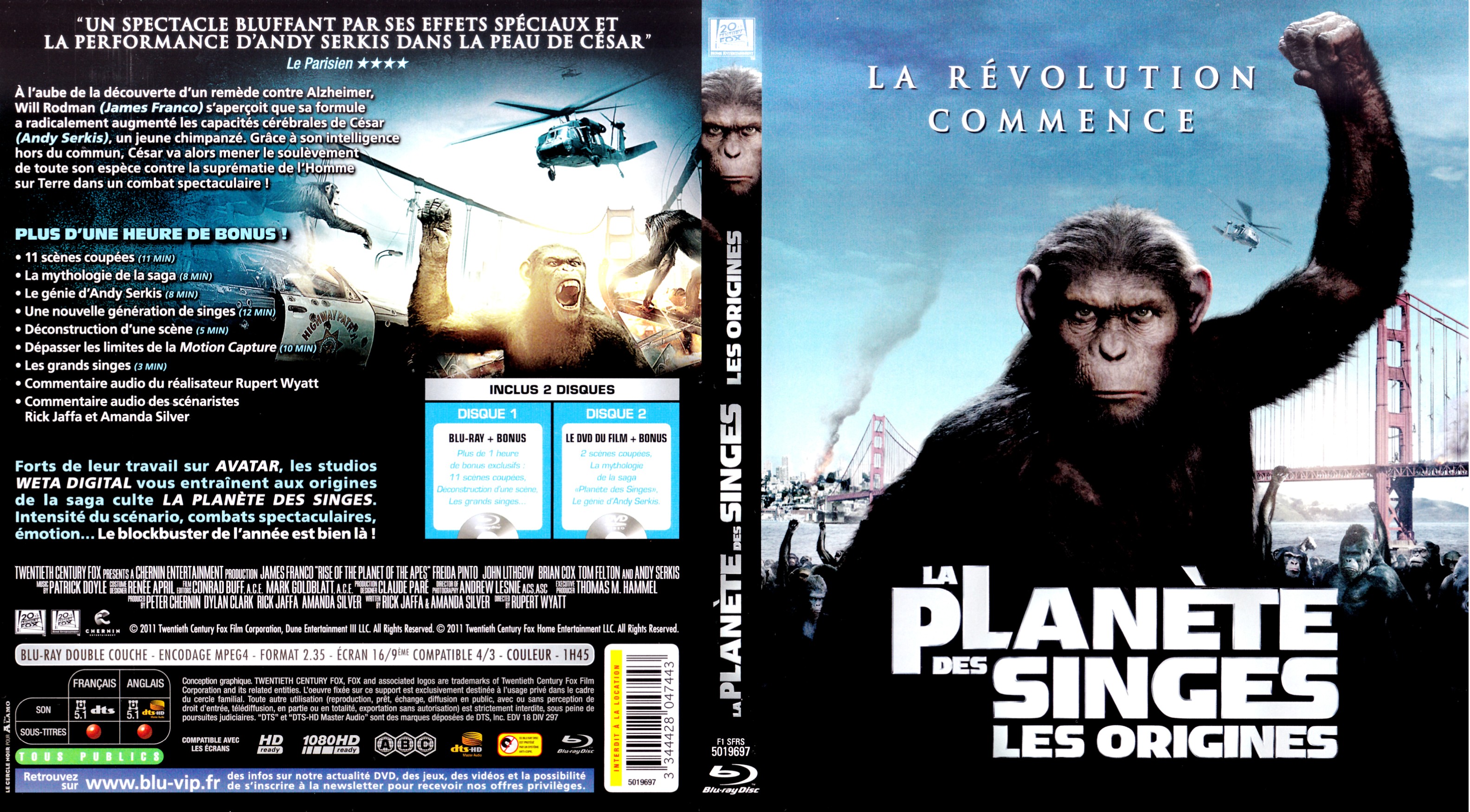 Jaquette DVD La Plante des singes : les origines (BLU-RAY)