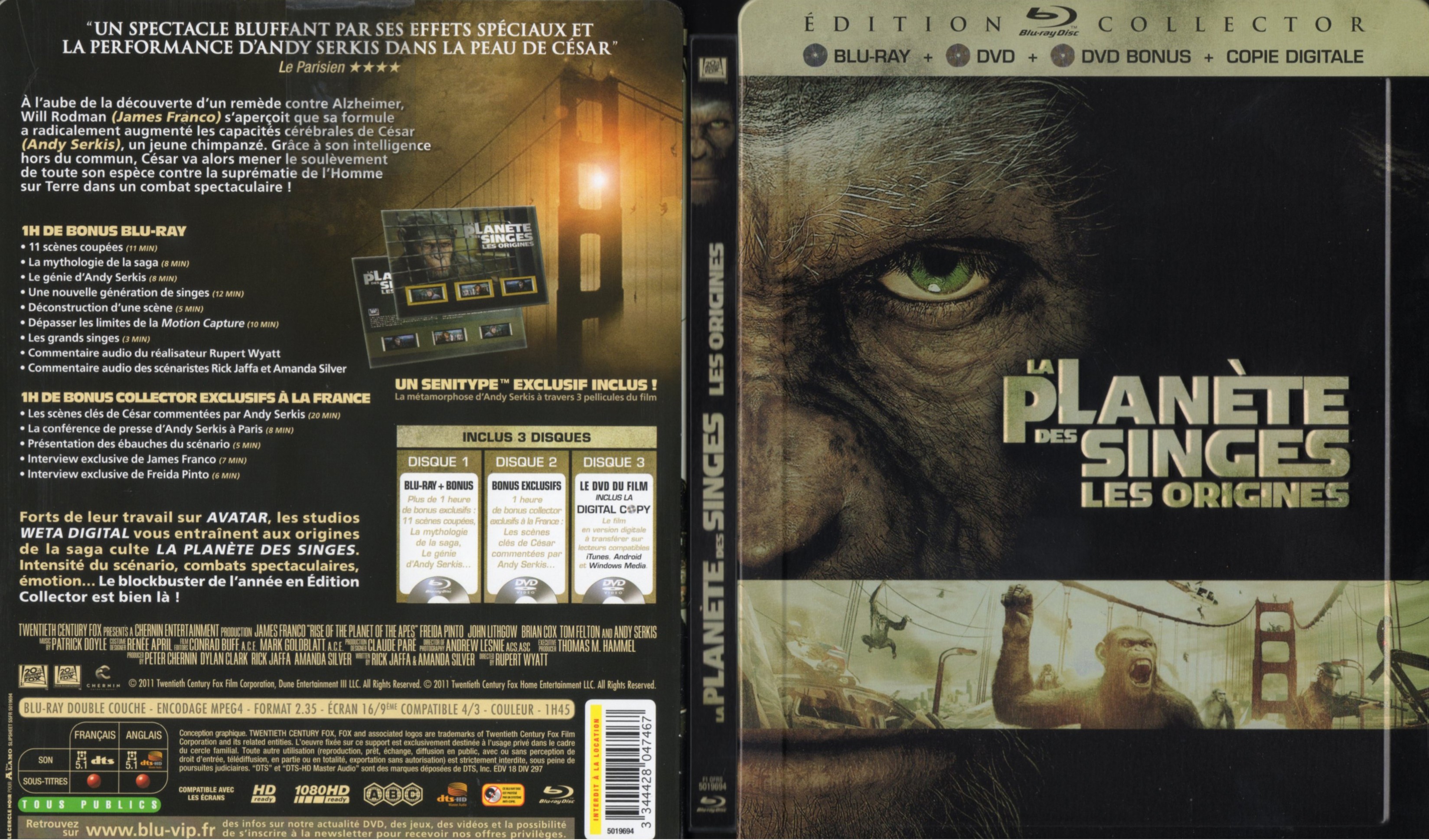 Jaquette DVD La Plante des singes : les origines (BLU-RAY) v2