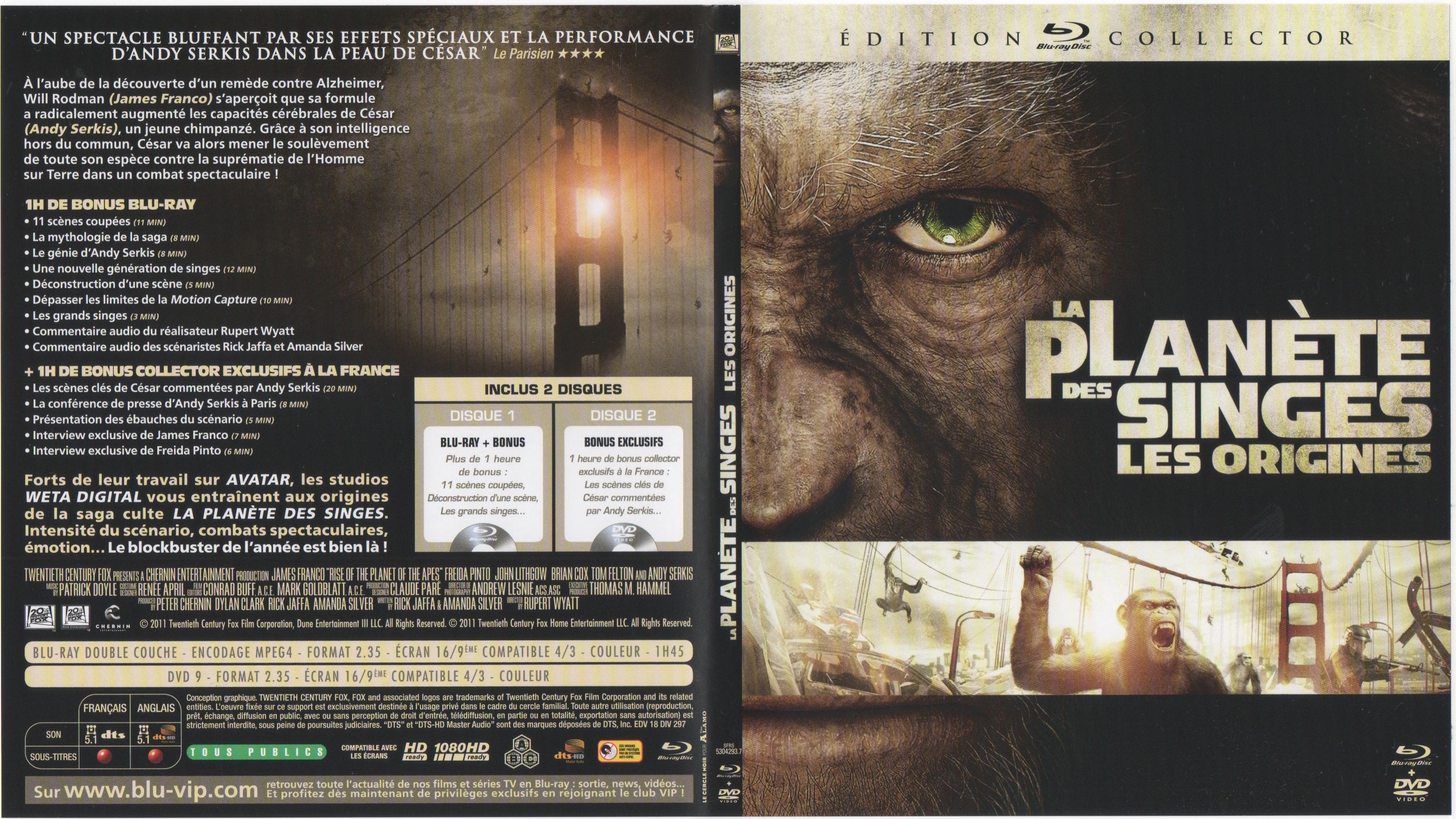 Jaquette DVD La Plante des singes : les origines (BLU-RAY) v3