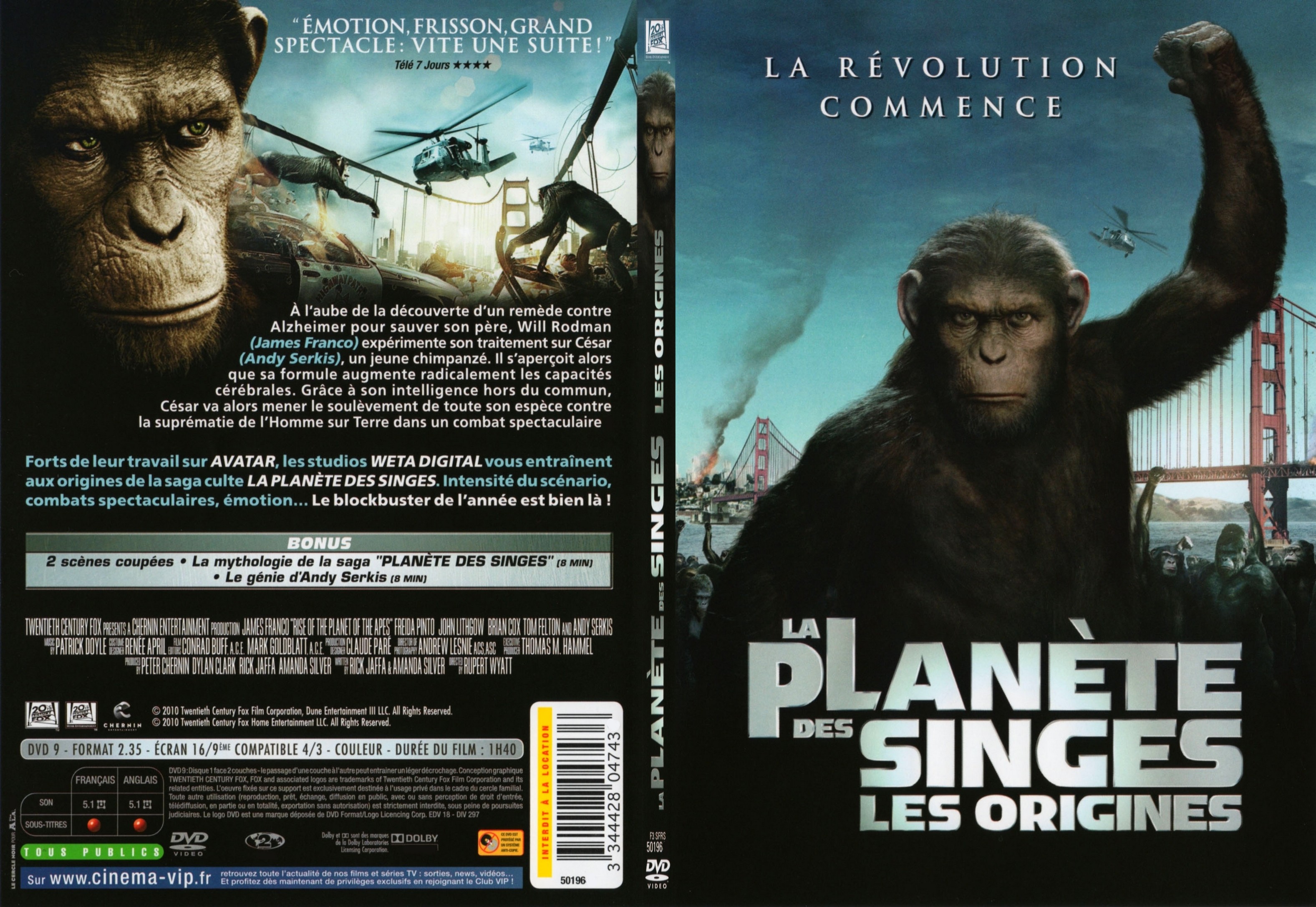 Jaquette DVD La Plante des singes : les origines - SLIM