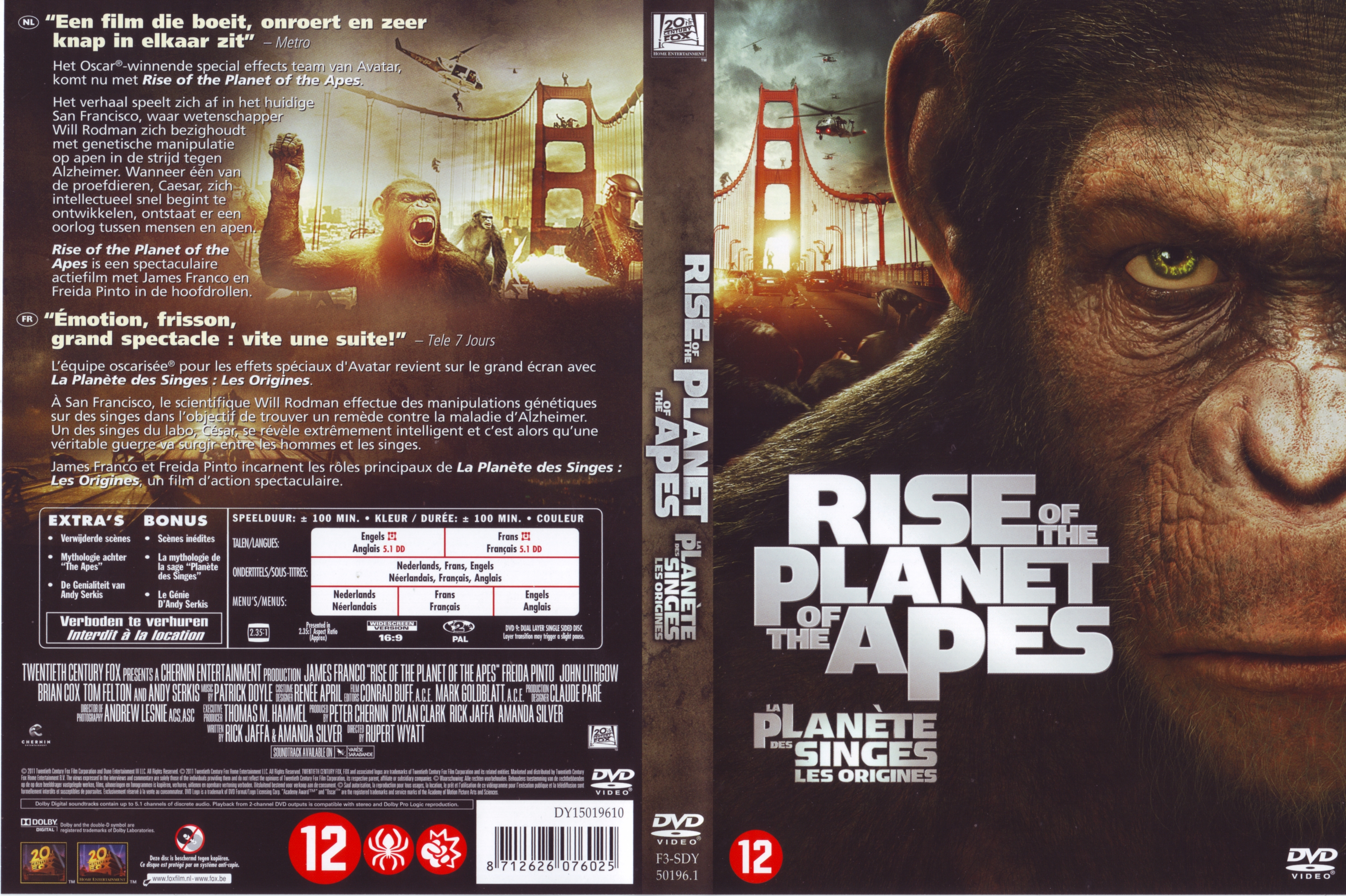 Jaquette DVD La Plante des singes : les origines v2