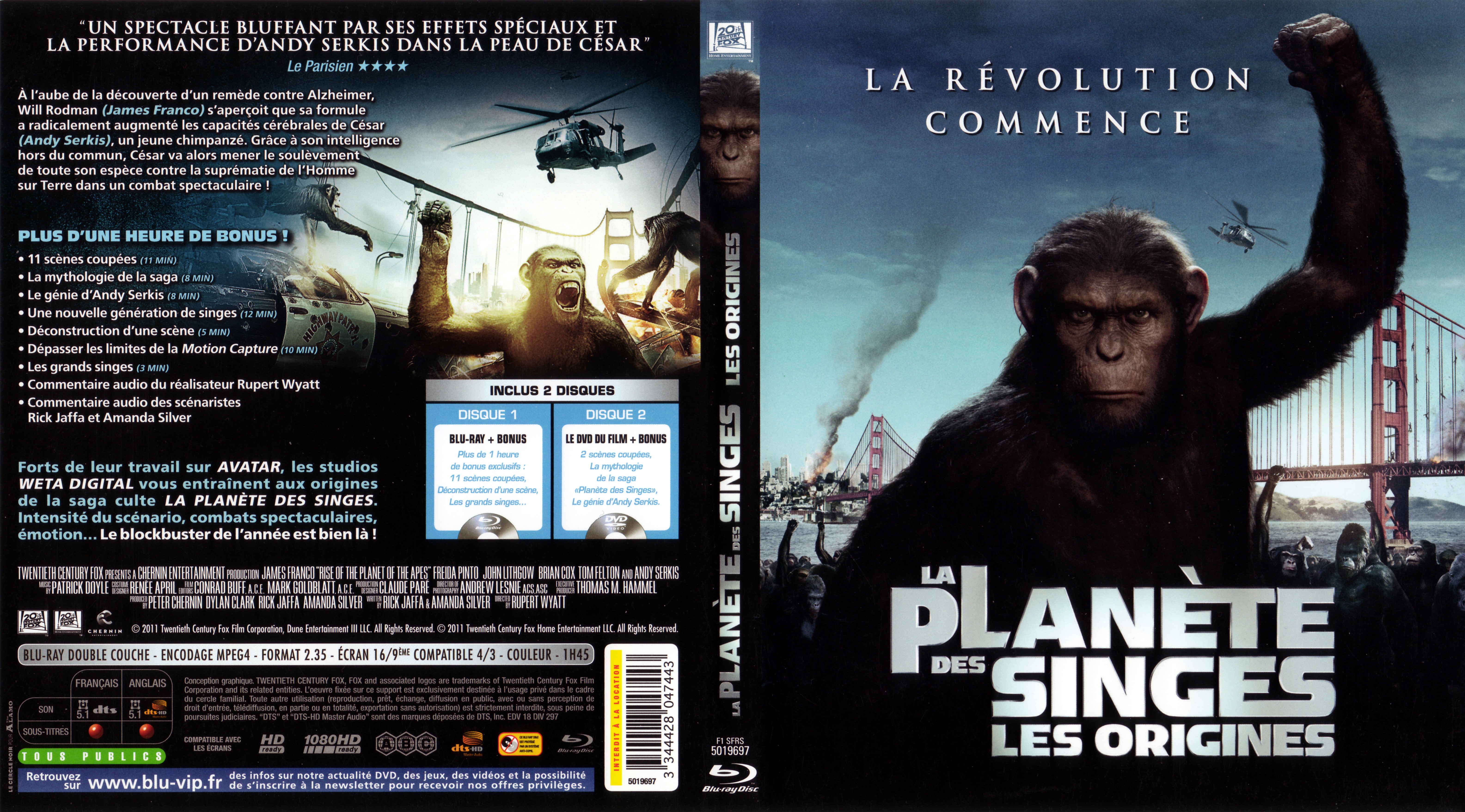 Jaquette DVD La Plante des singes : les origines (BLU-RAY)