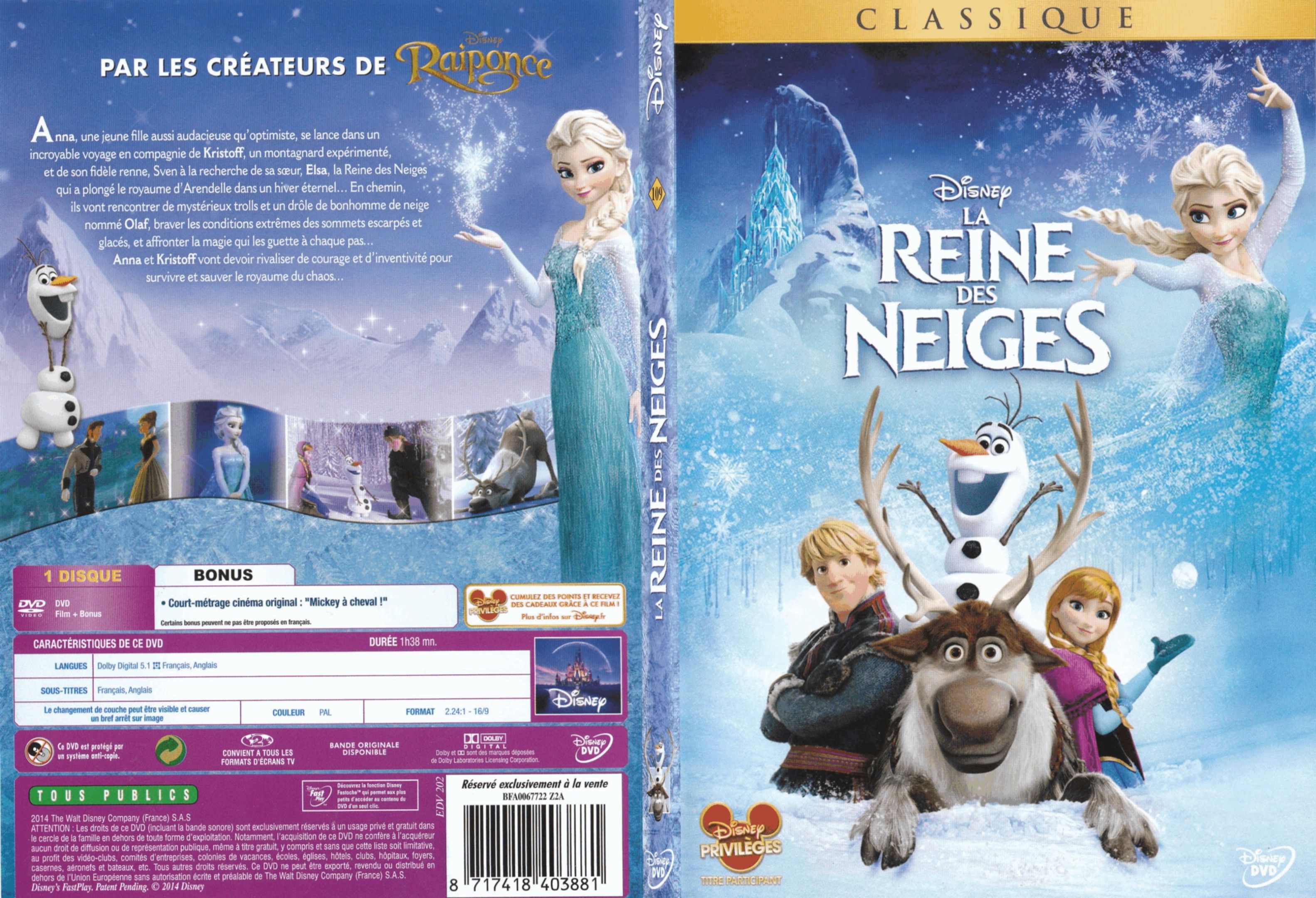 Jaquette DVD La Reine des neiges - SLIM