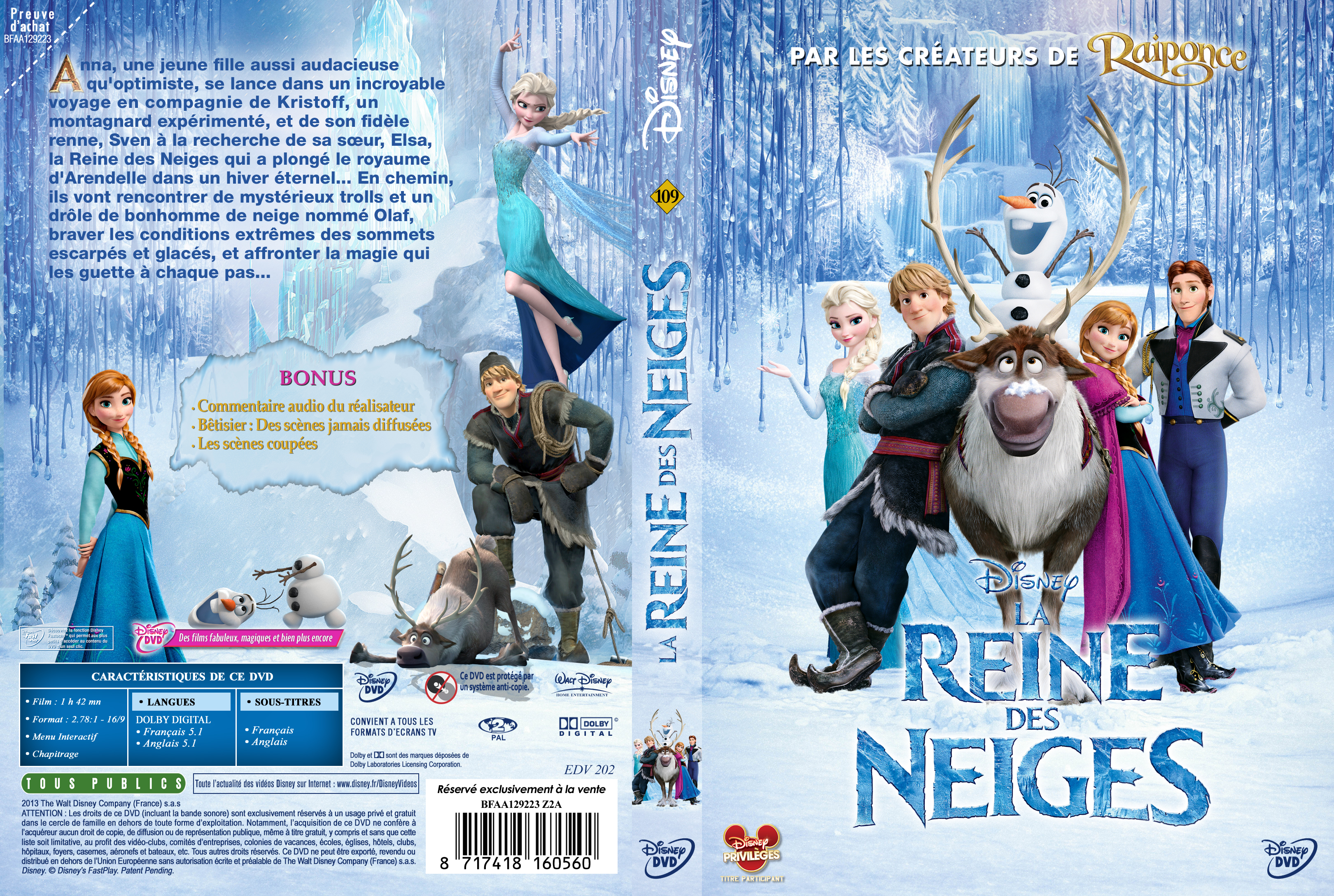 Jaquette DVD de La Reine des neiges custom - Cinéma Passion