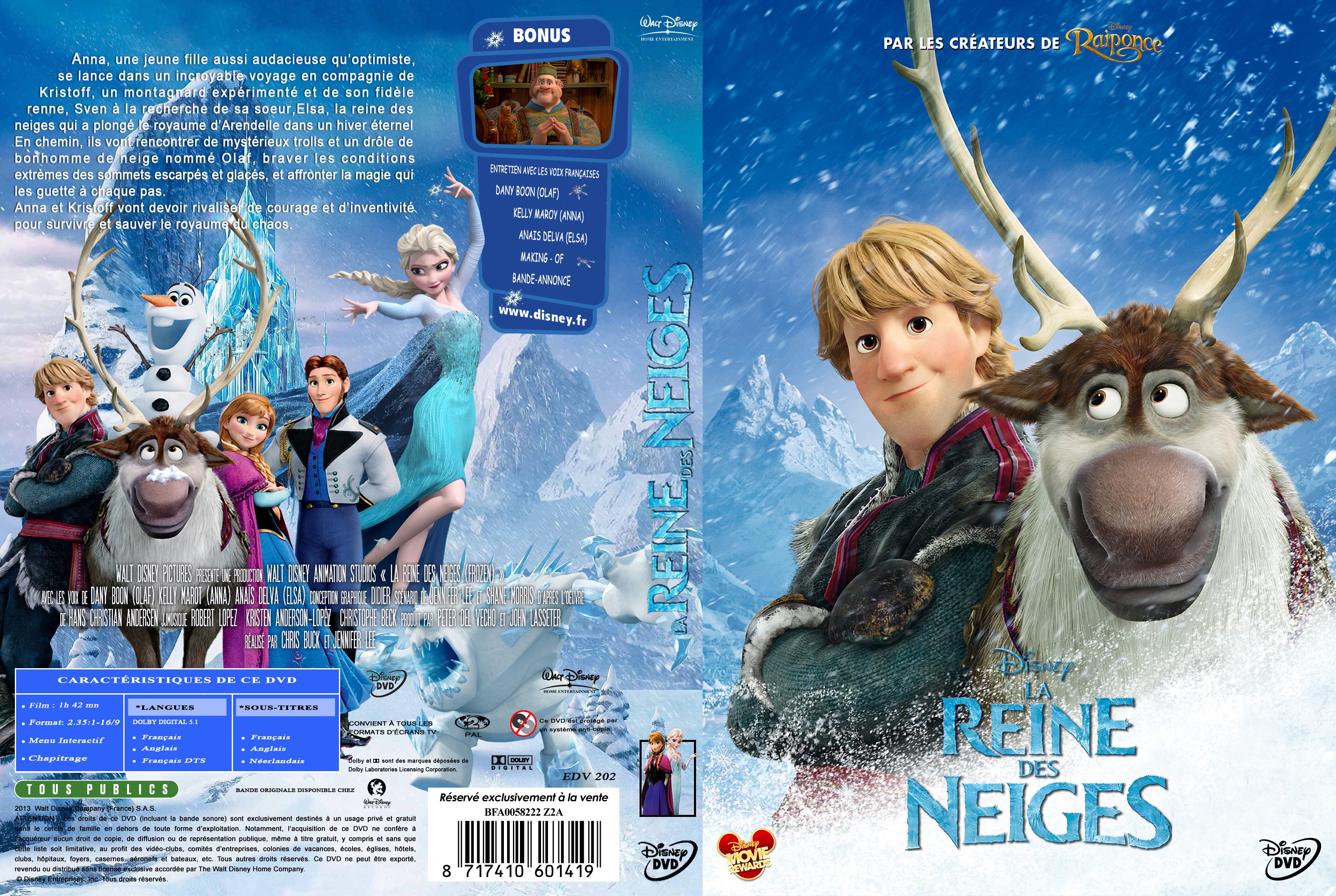 Coffret Dvd Reine Des Neiges 1 Et 2 Jaquette DVD de La Reine des neiges custom v2 - Cinéma Passion
