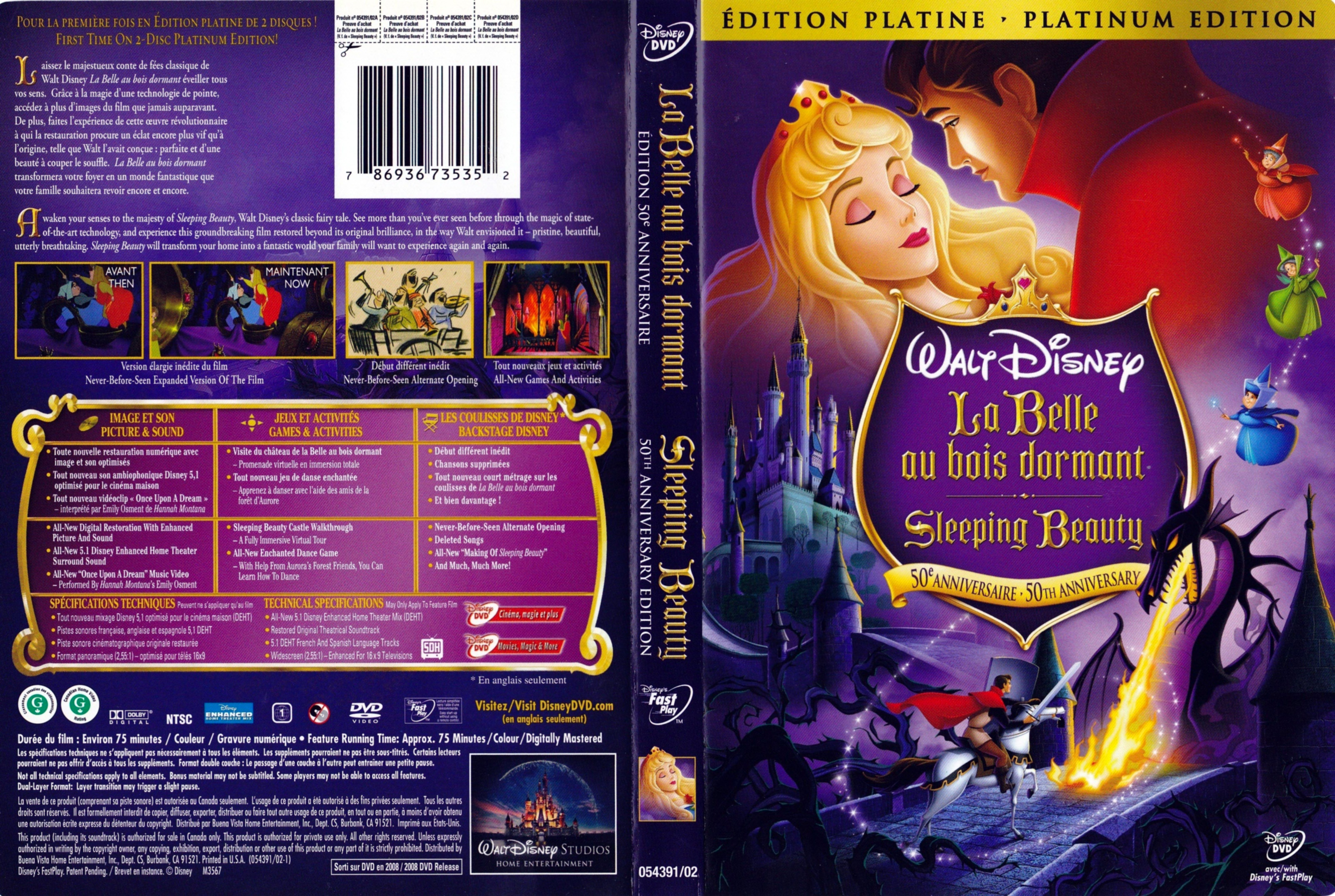 Jaquette DVD La belle au bois dormant - Sleeping beauty (Canadienne)