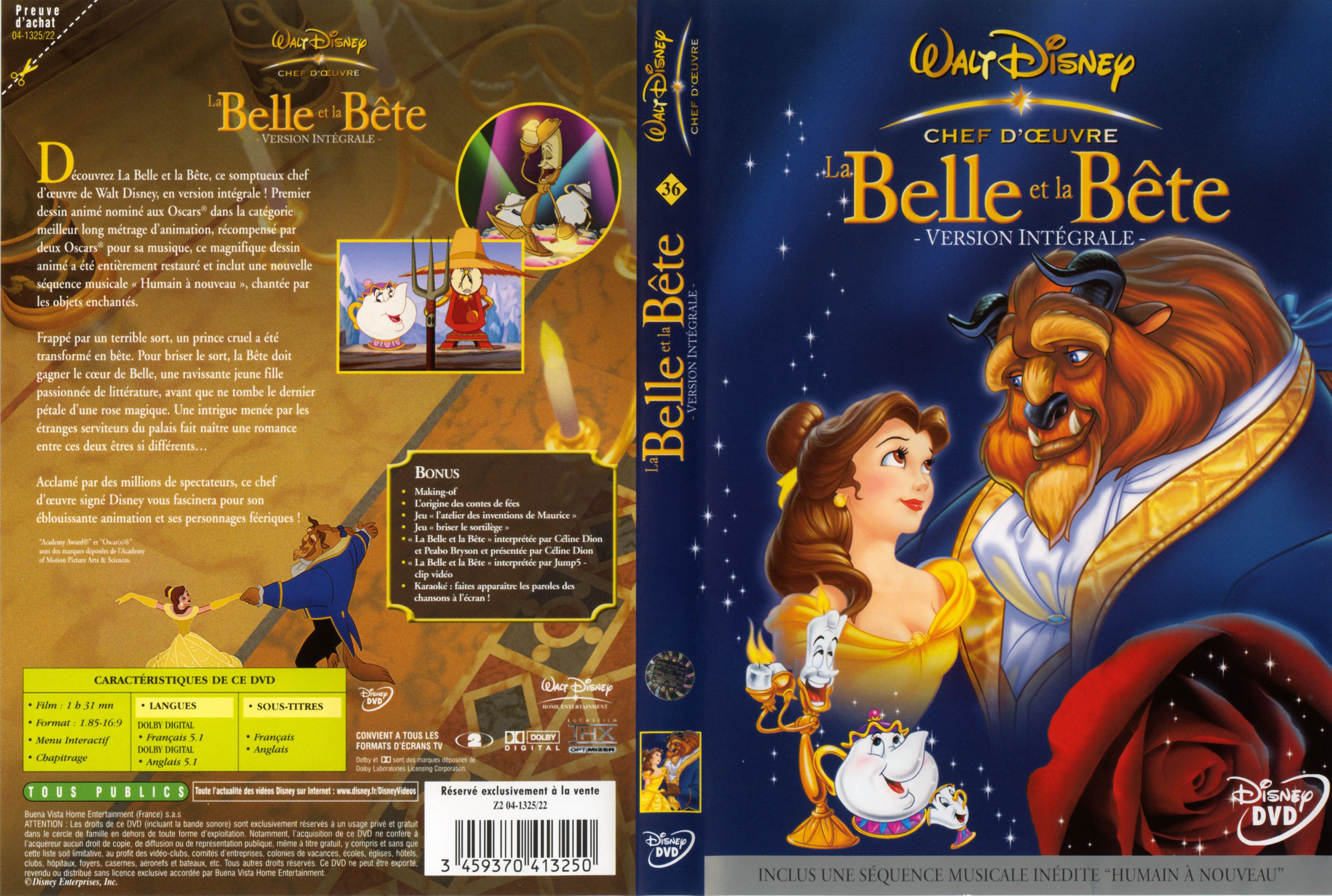 Jaquette DVD La belle et la bete