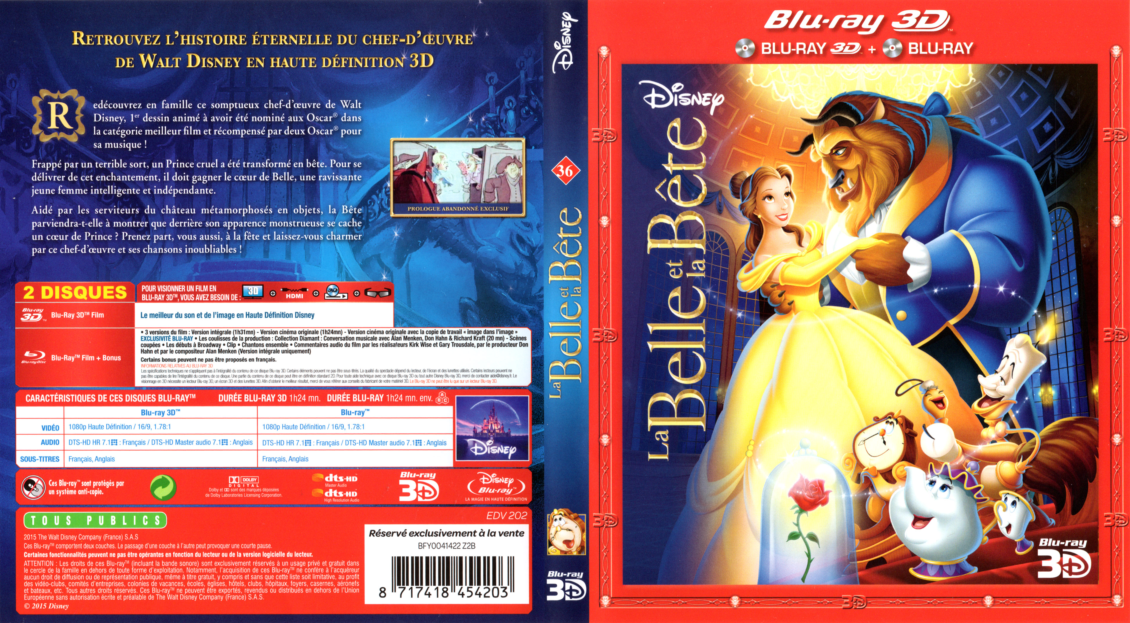 Jaquette DVD La belle et la bte 3D (BLU-RAY)