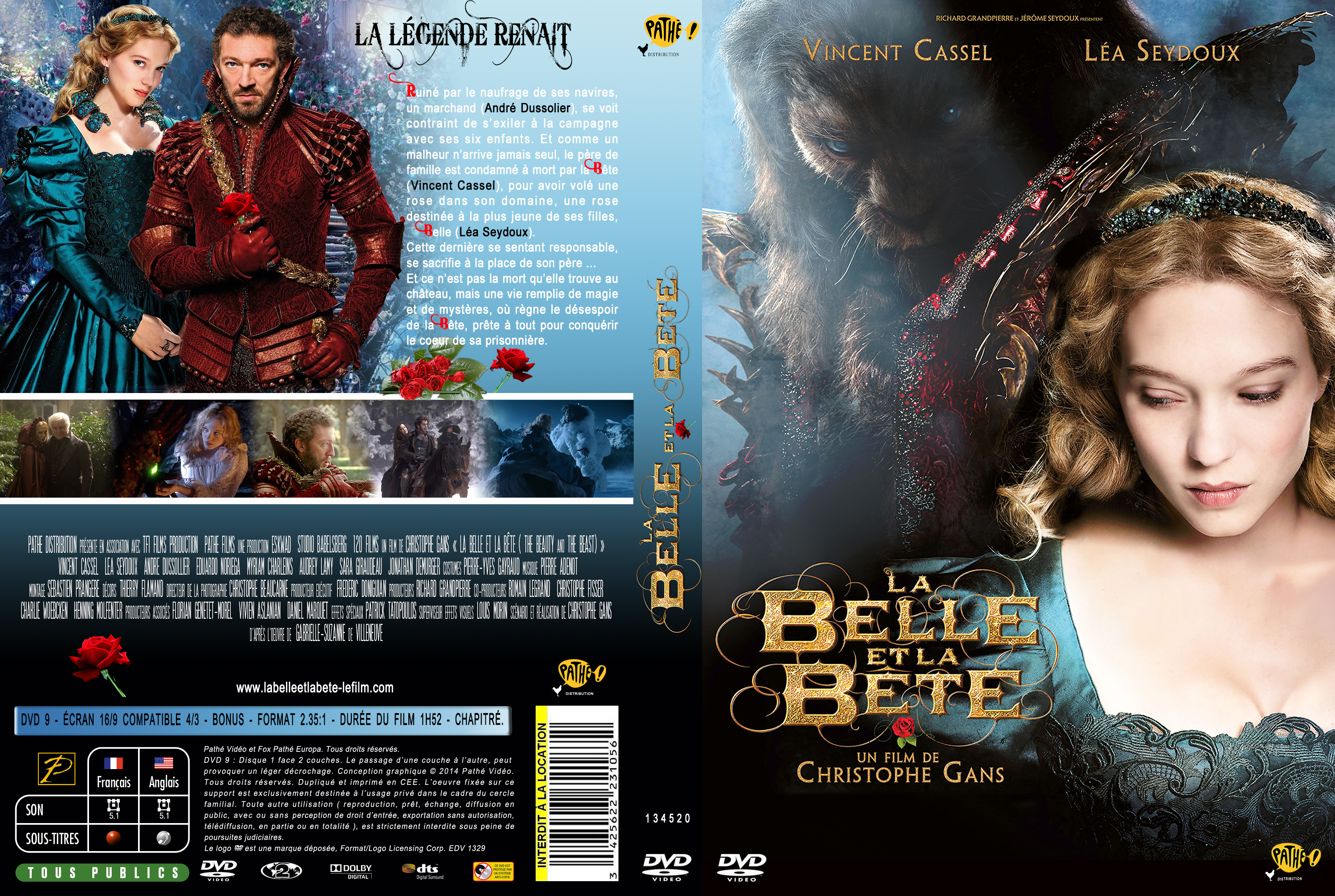 Jaquette DVD La belle et la bte (2014) custom