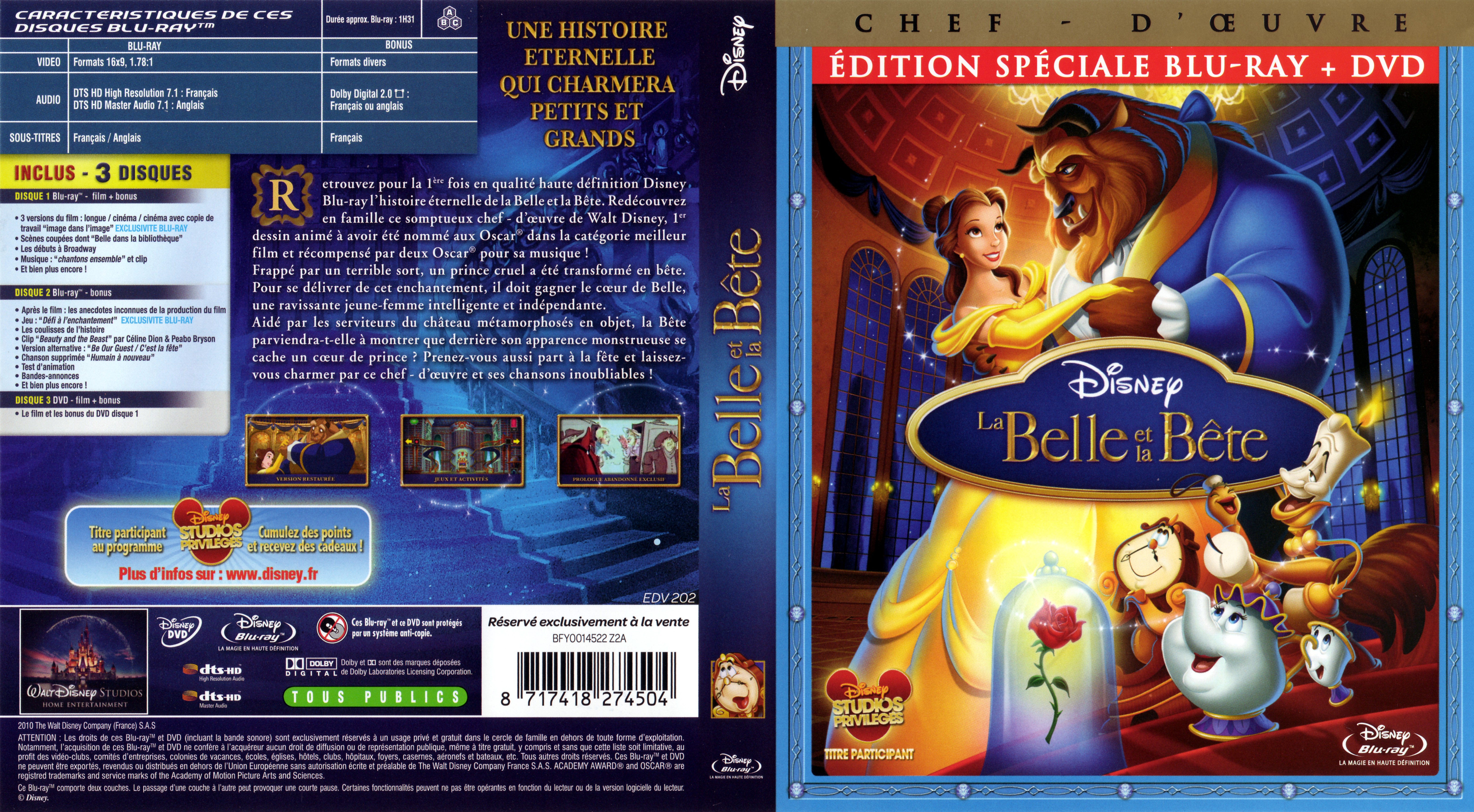 Jaquette DVD La belle et la bte (BLU-RAY)