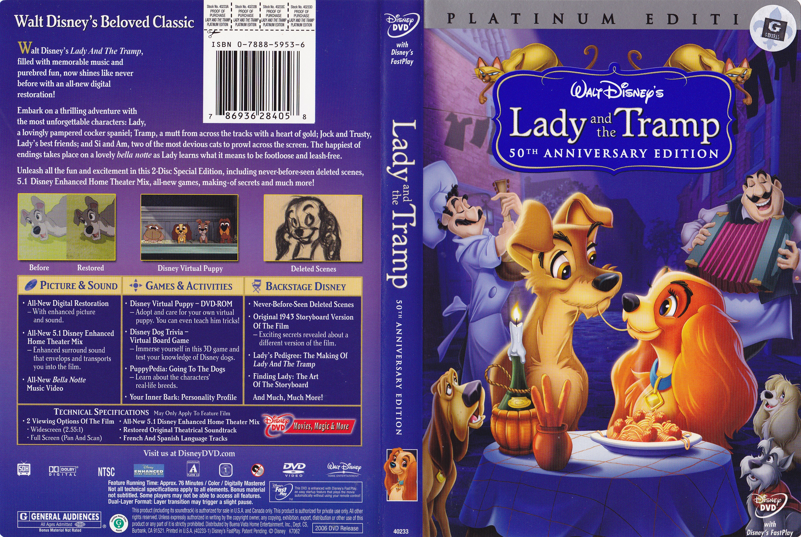 Jaquette DVD La belle et le clochard - Lady and the tramp (Canadienne)