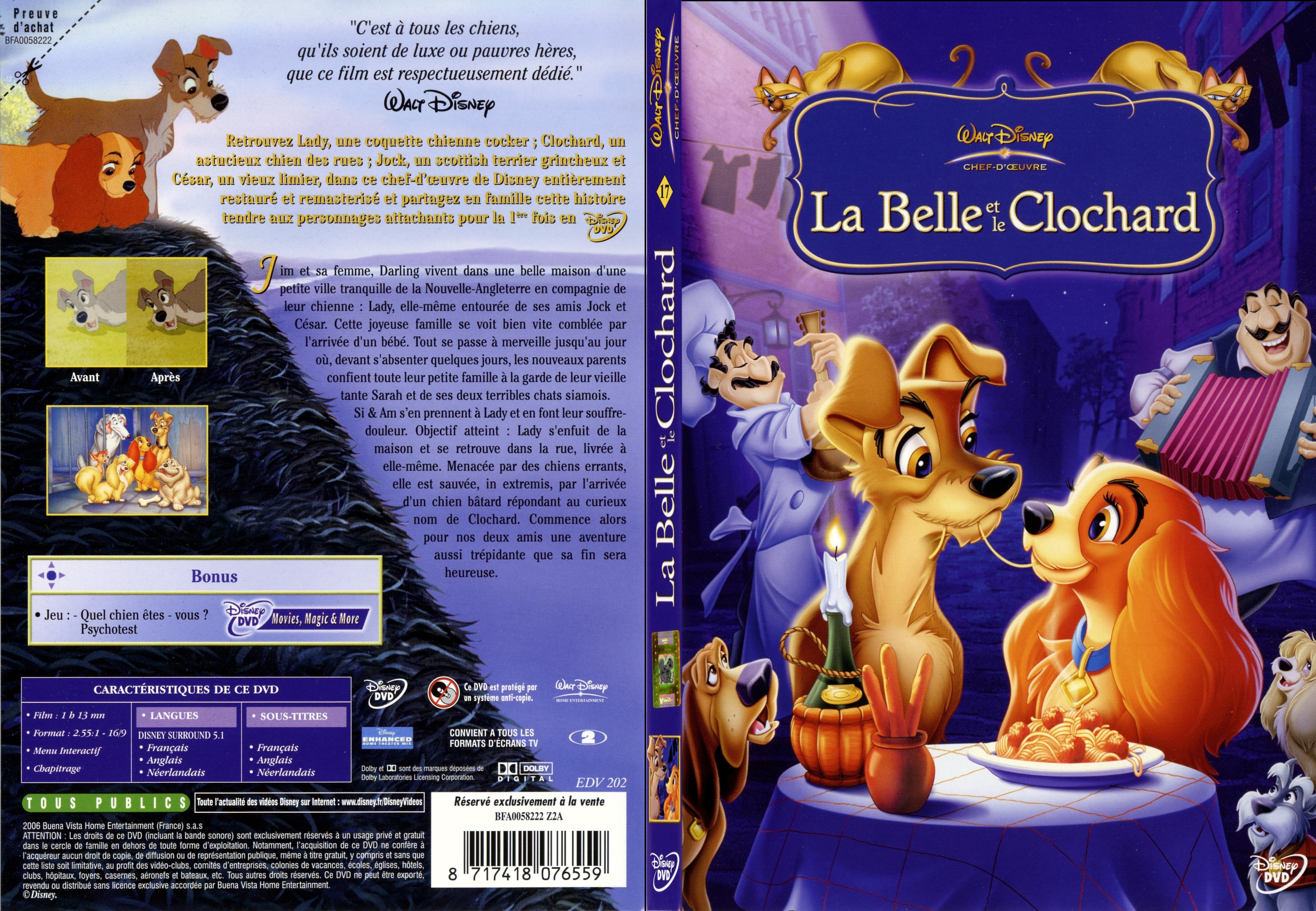 Jaquette DVD La belle et le clochard - SLIM