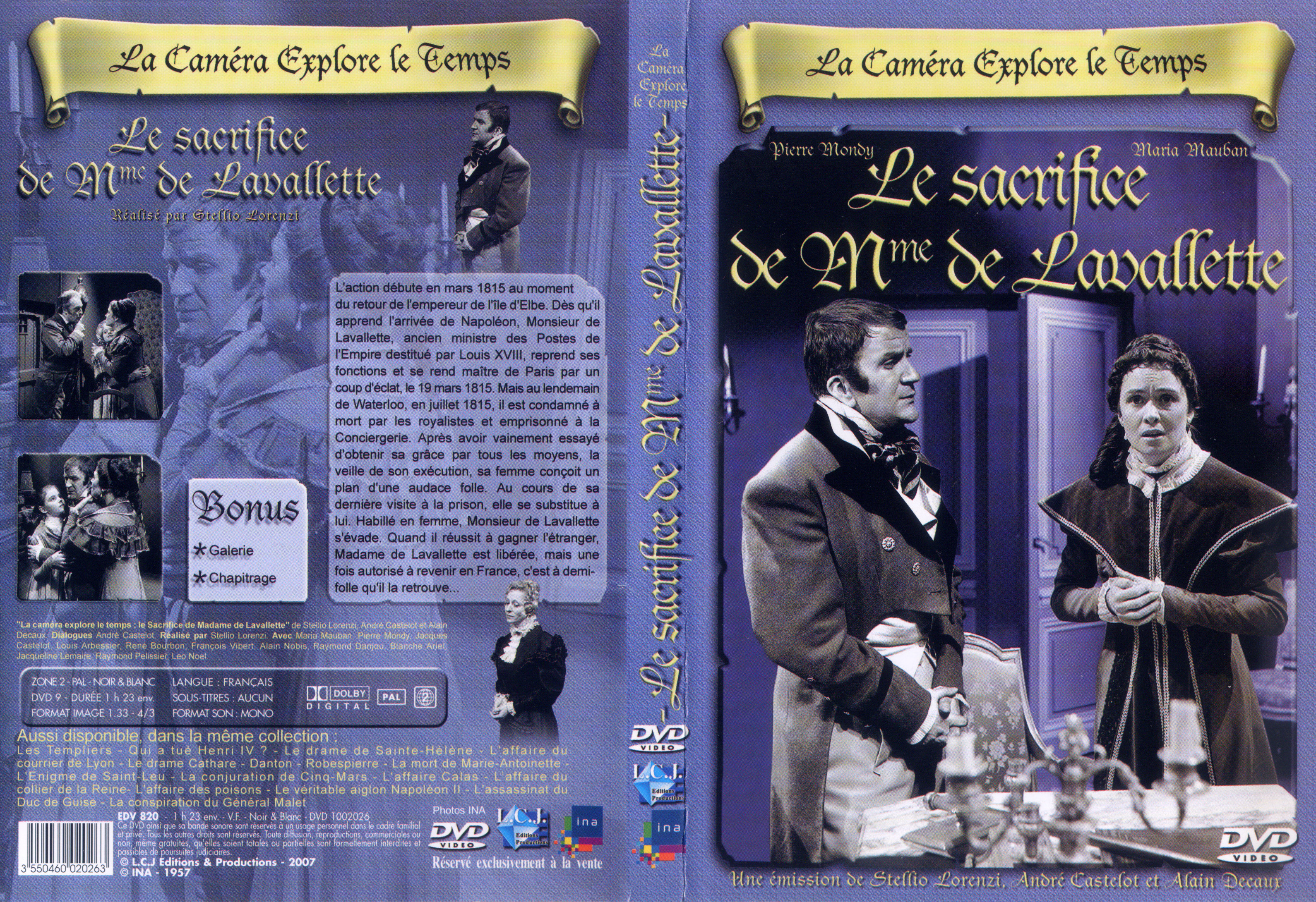 Jaquette DVD La camera explore le temps - Le sacrifice de Mme de Lavalette