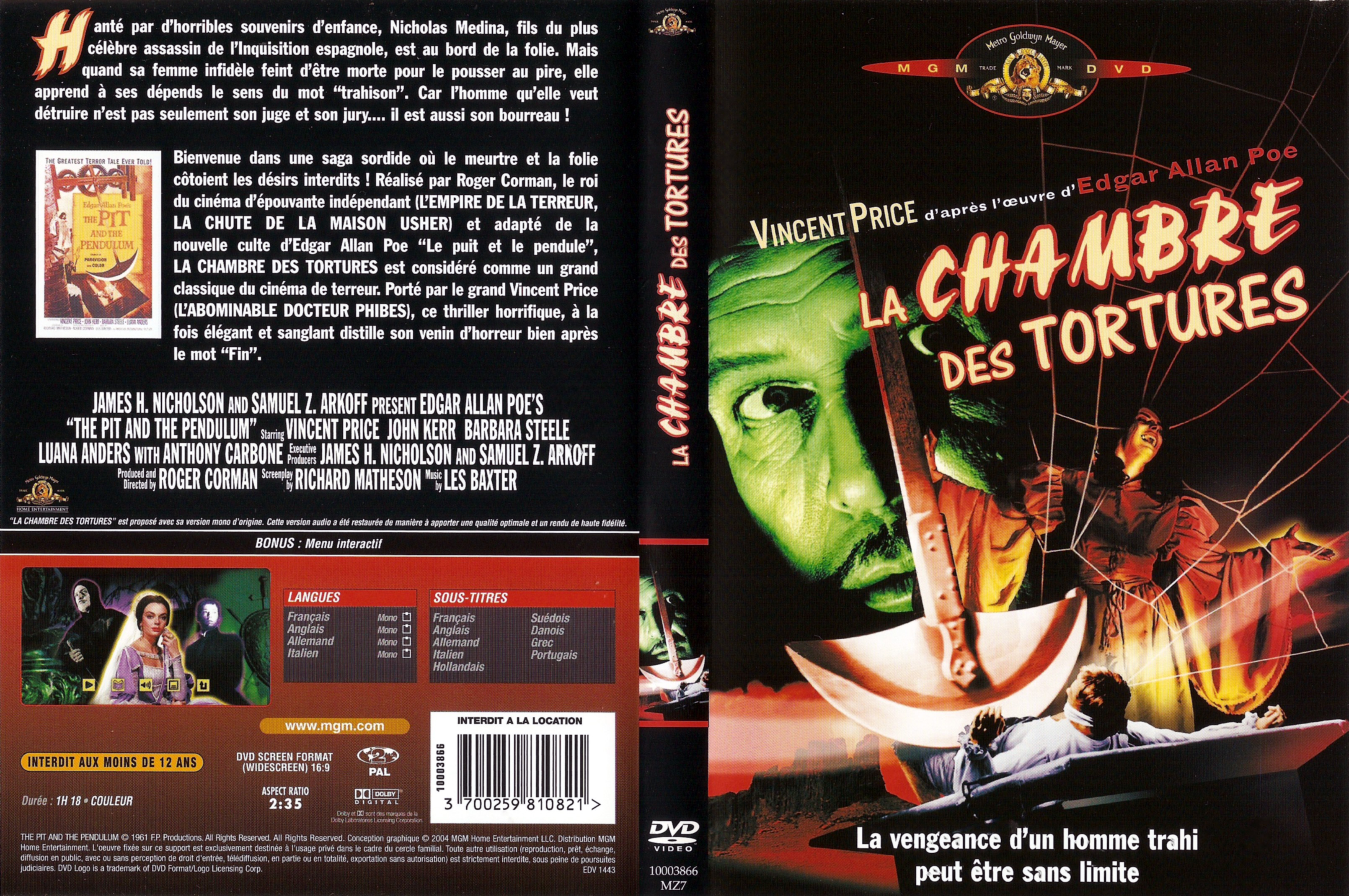 Jaquette DVD La chambre des tortures