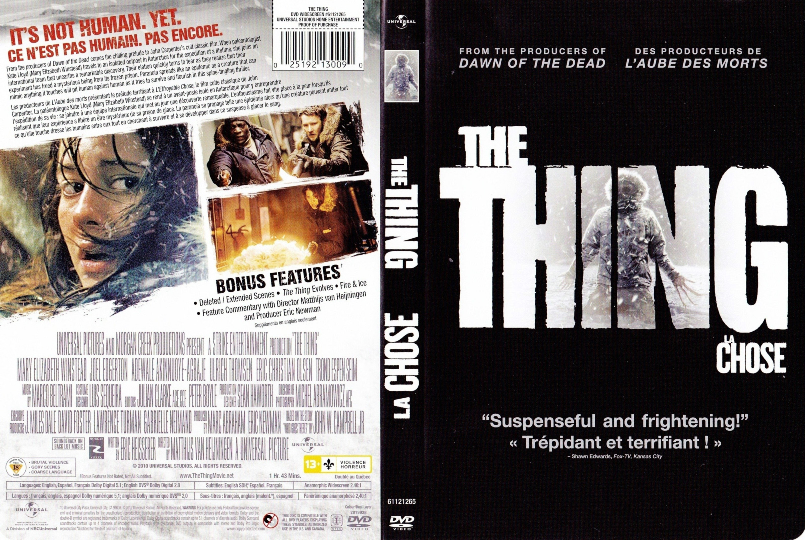 Jaquette DVD La chose - The thing (2011) (Canadienne)