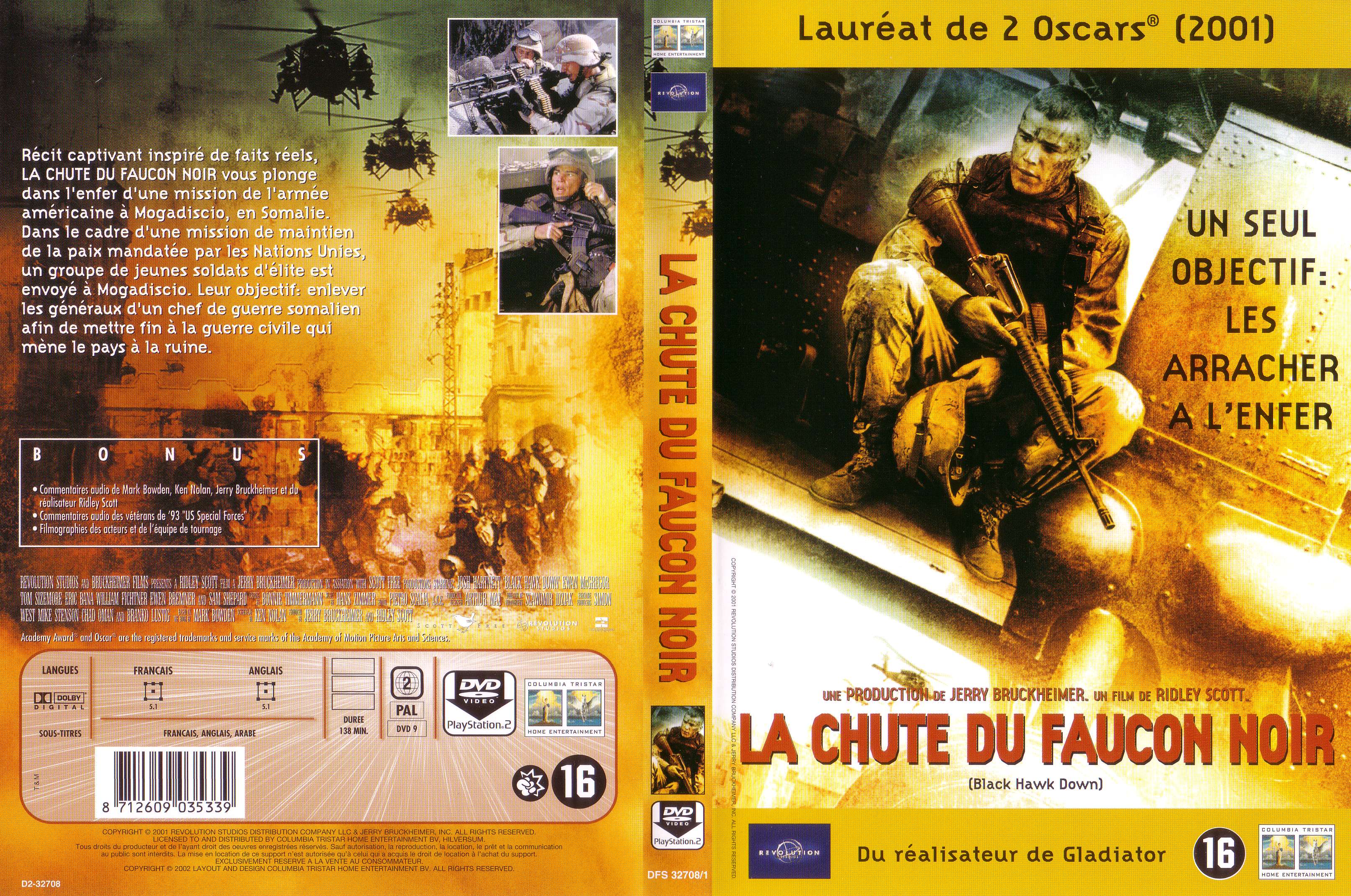 Jaquette DVD La chute du faucon noir v2