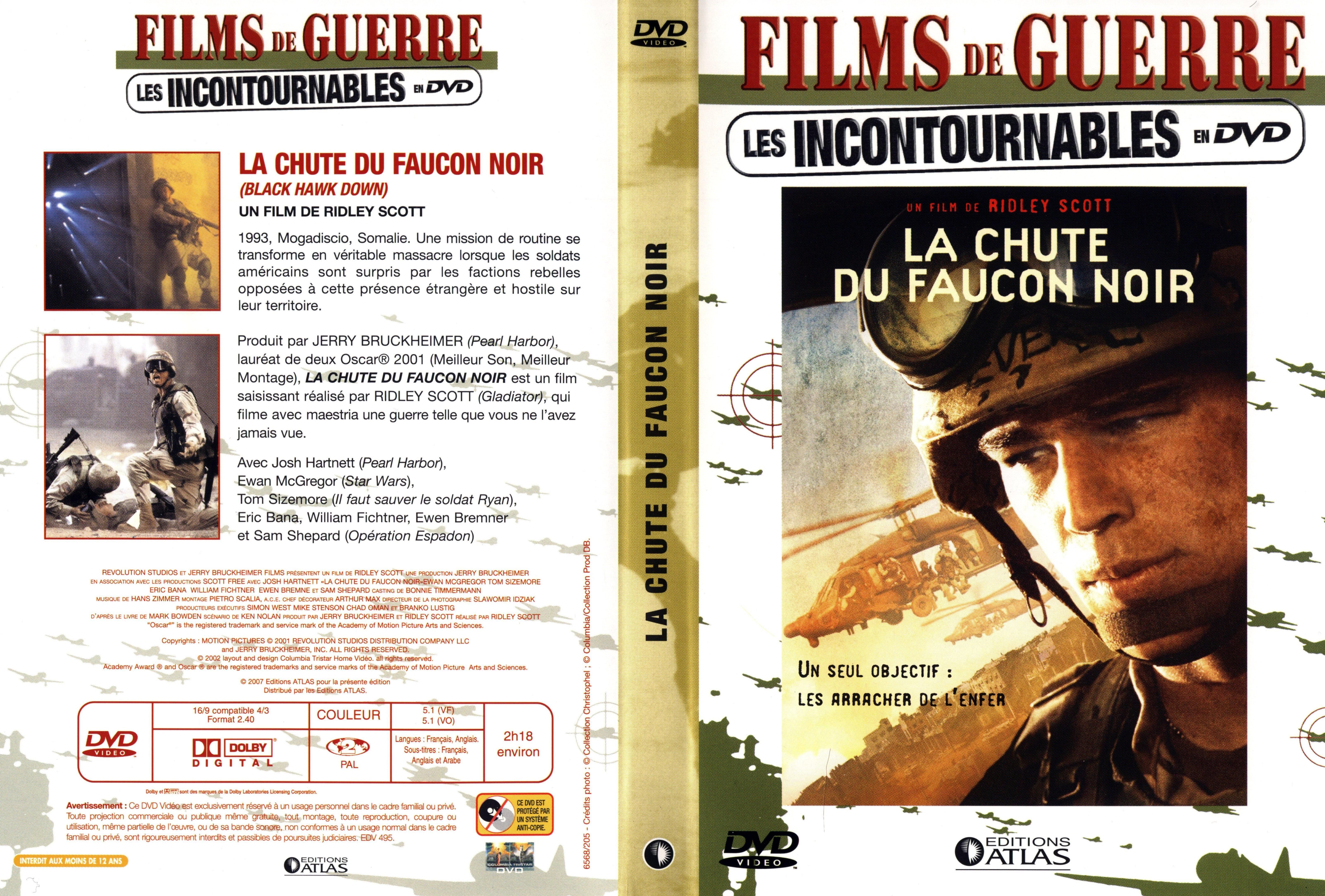 Jaquette DVD La chute du faucon noir v3