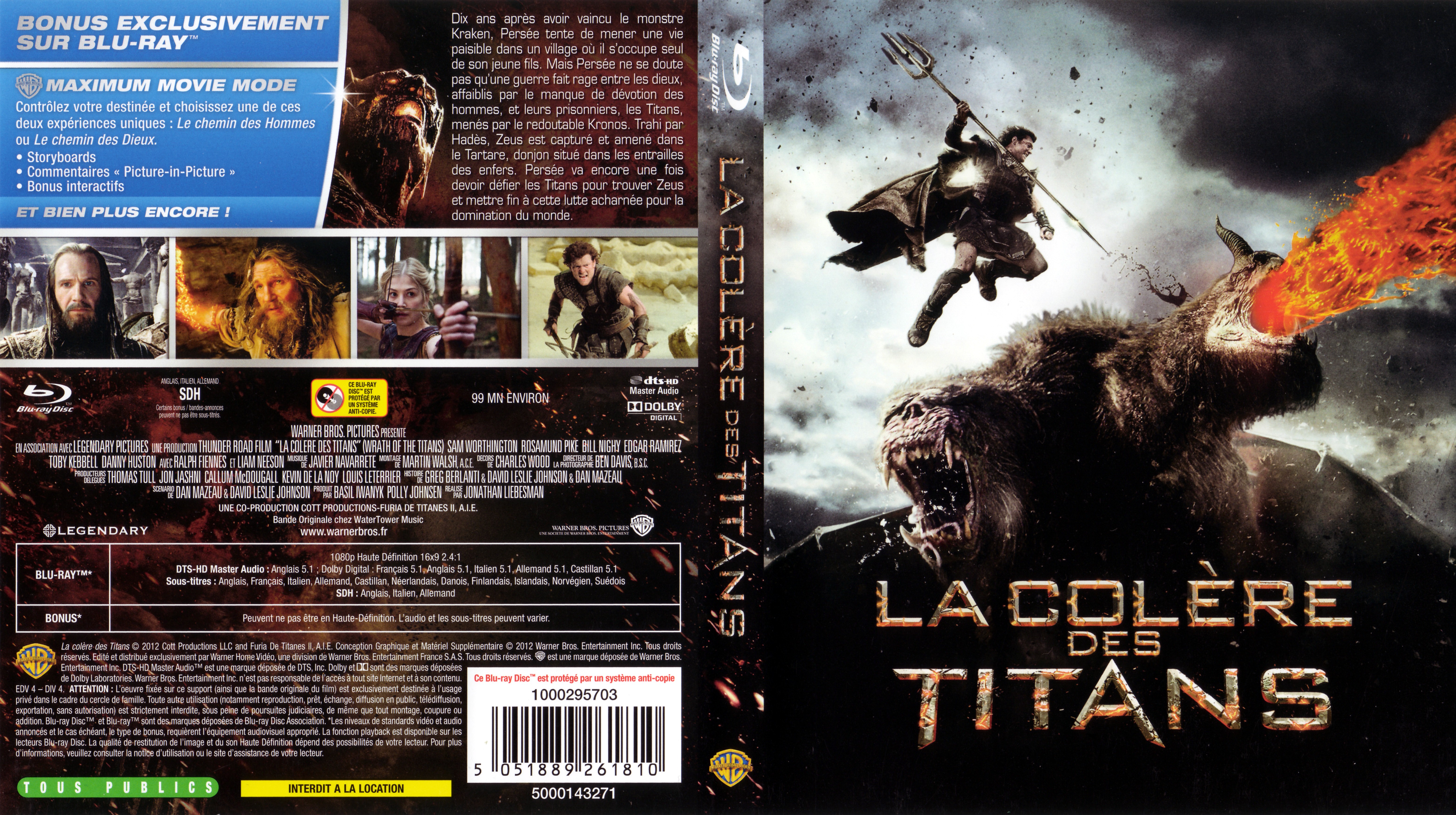 Jaquette DVD La colre des titans (BLU-RAY)