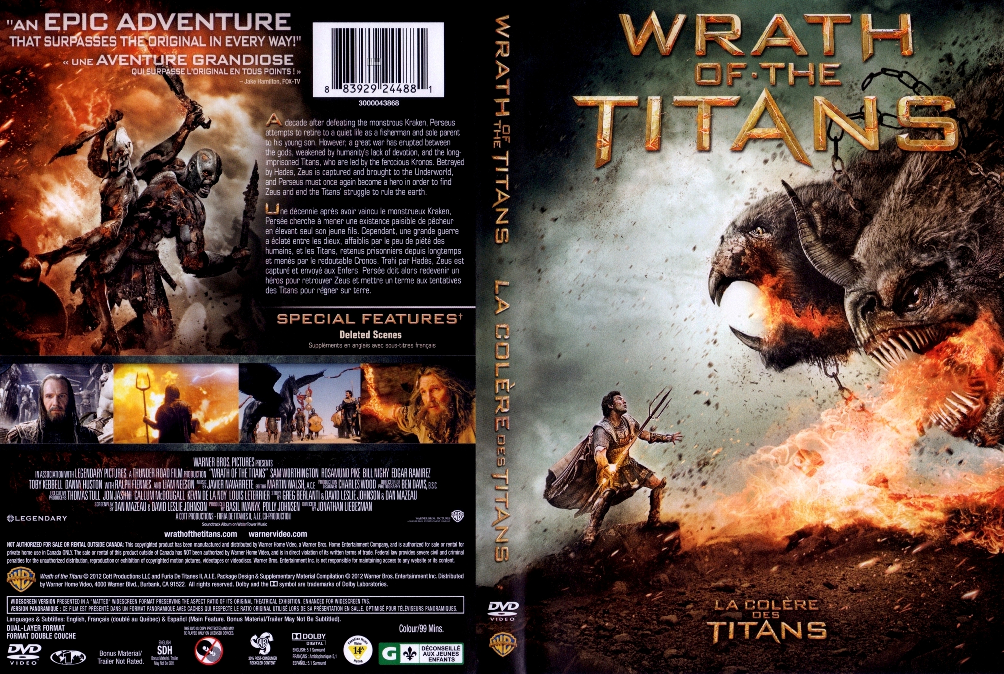 Jaquette DVD La colere des titans - Wrath of the titans (Canadienne)