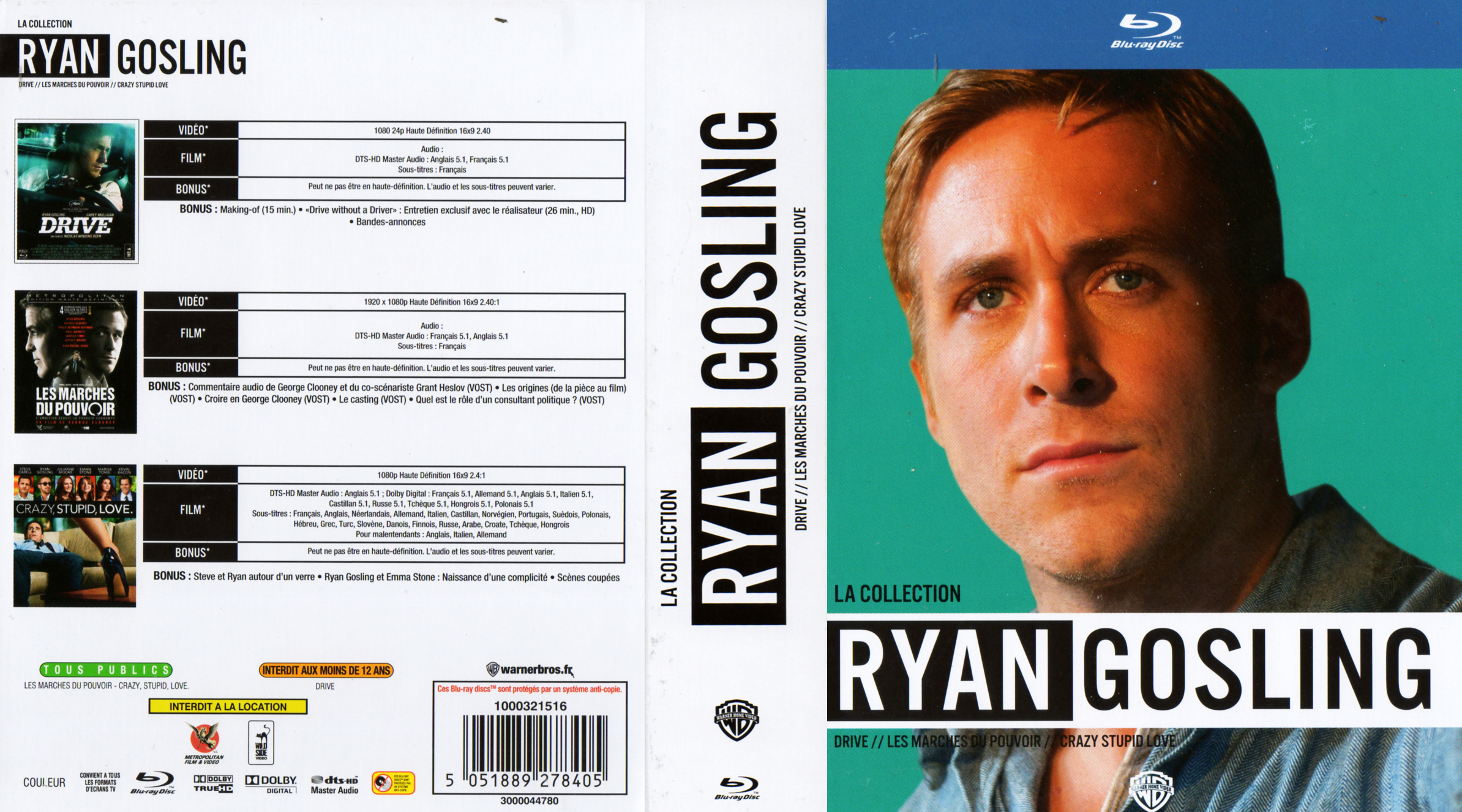 Jaquette DVD La collection Ryan Gosling (BLU-RAY)