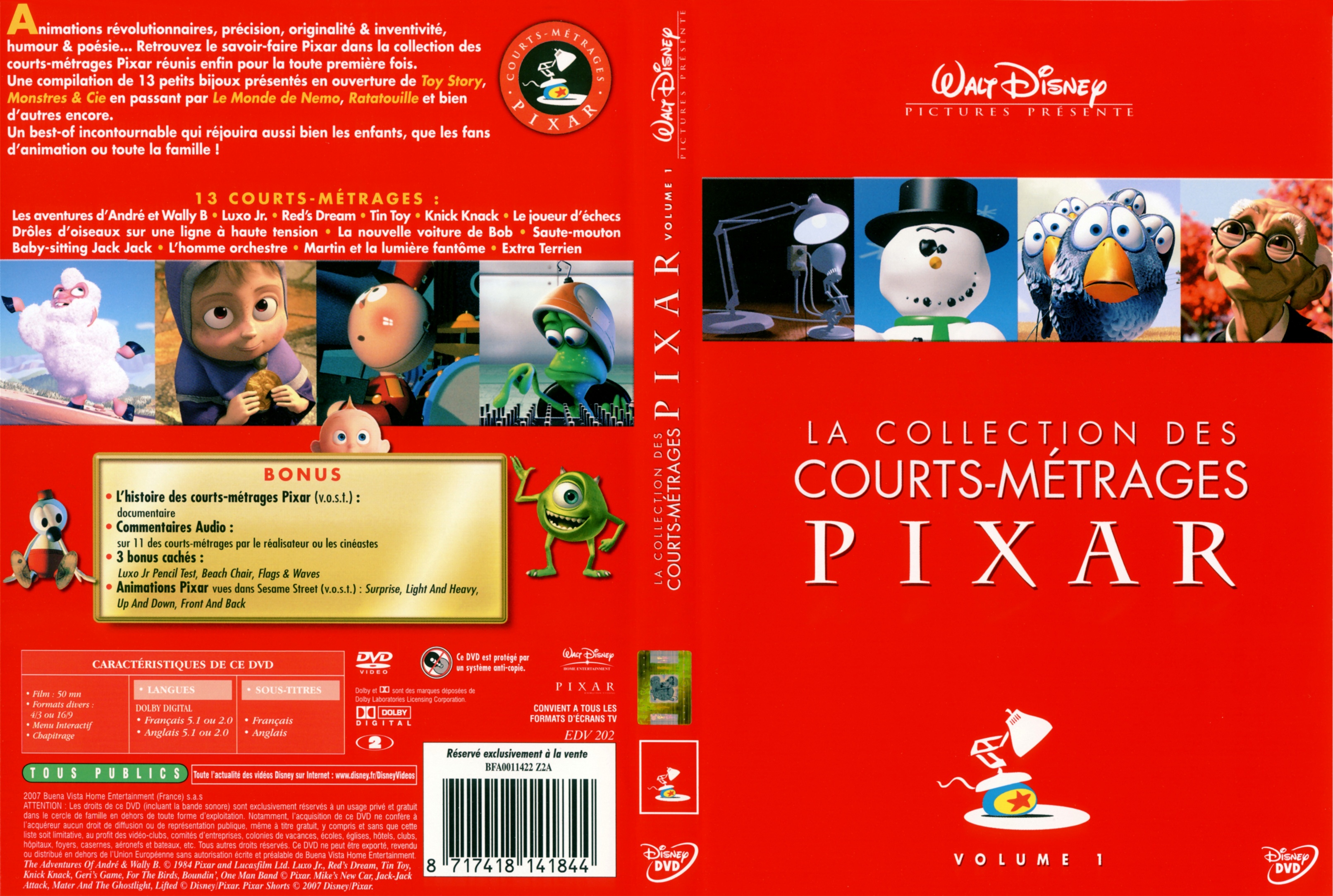 Jaquette DVD La collection des courts-mtrages Pixar