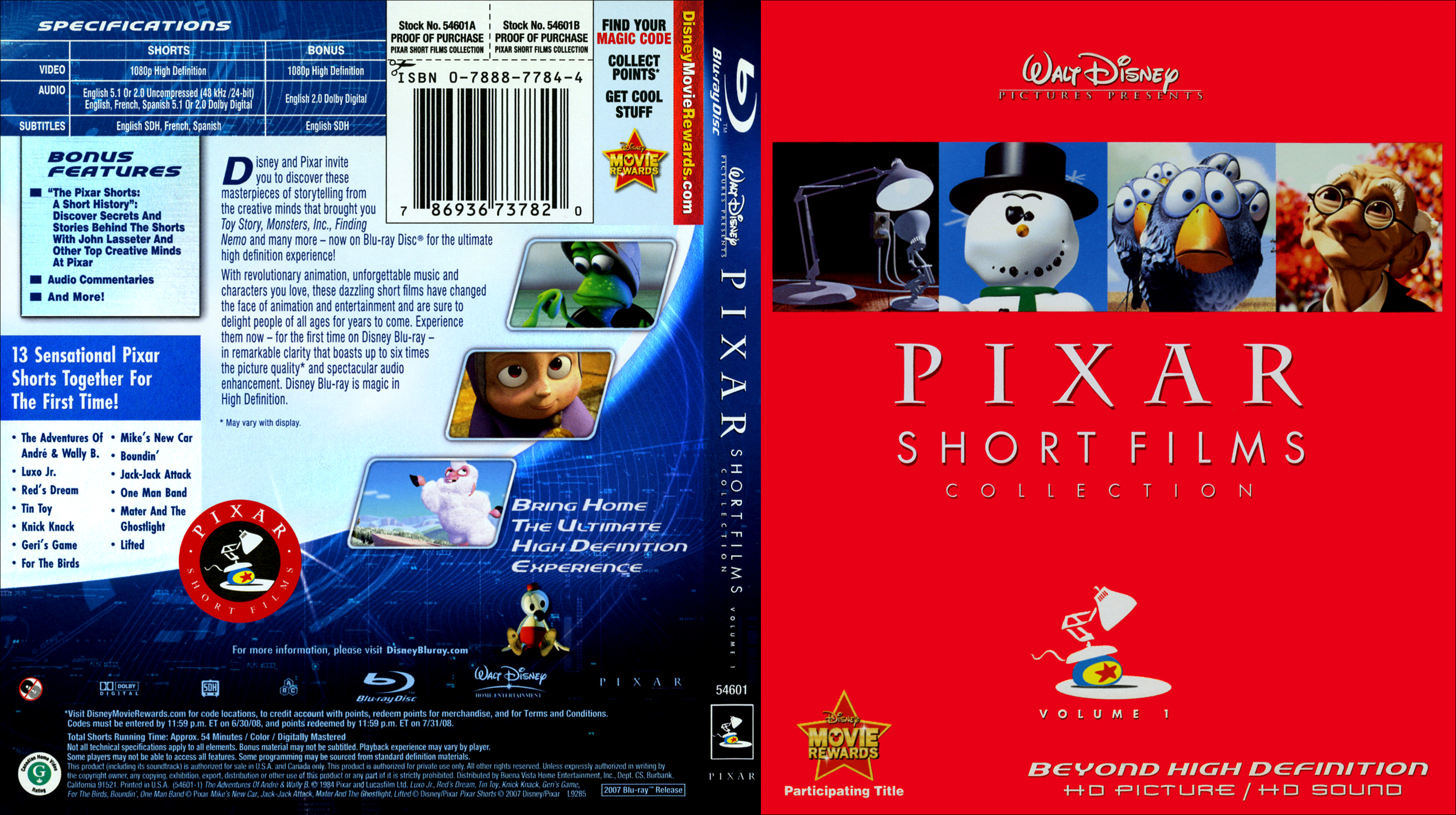 Jaquette DVD La collection des courts-mtrages Pixar (BLU-RAY) (Canadienne)